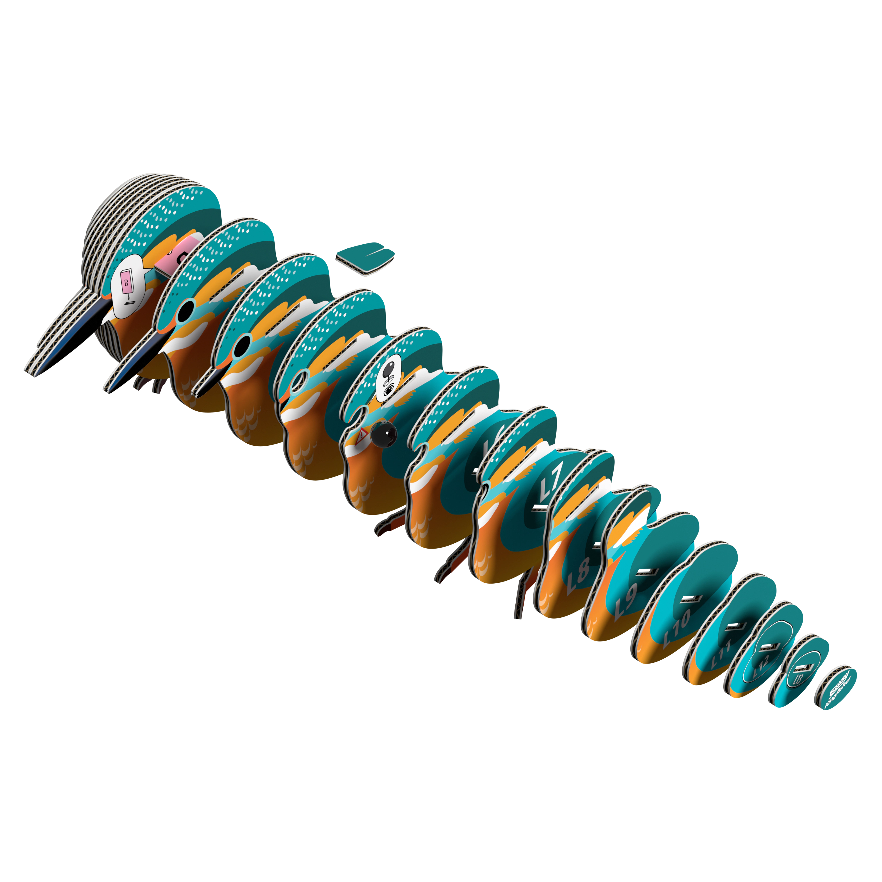 EUGY Kingfisher 3D Puzzle - contains 29 puzzle pieces