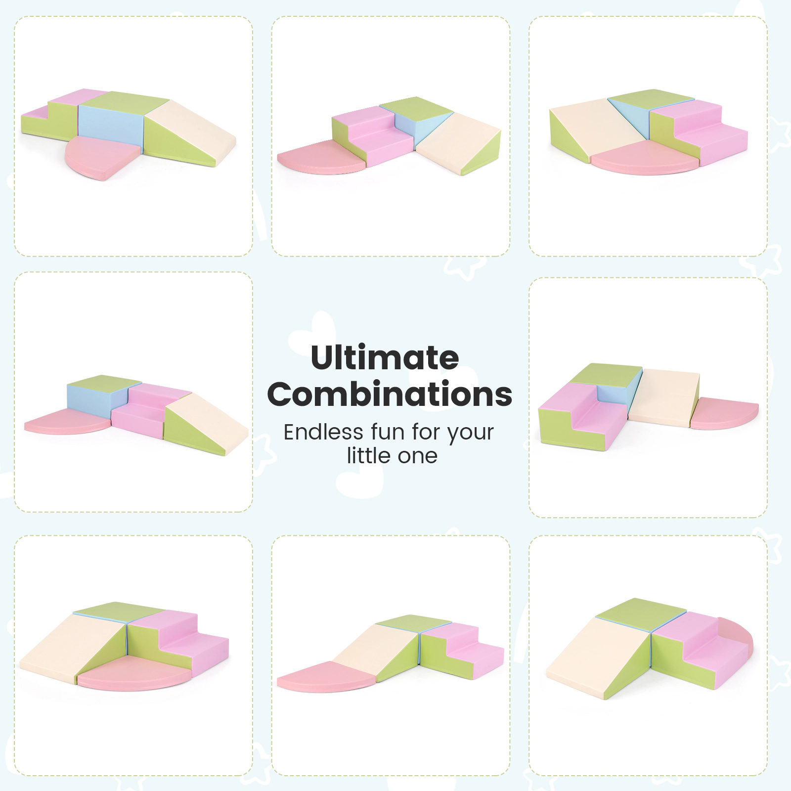 SUGIFT Climb and Crawl Foam Block Play Set for Infant Baby-Pink as Pictures Show