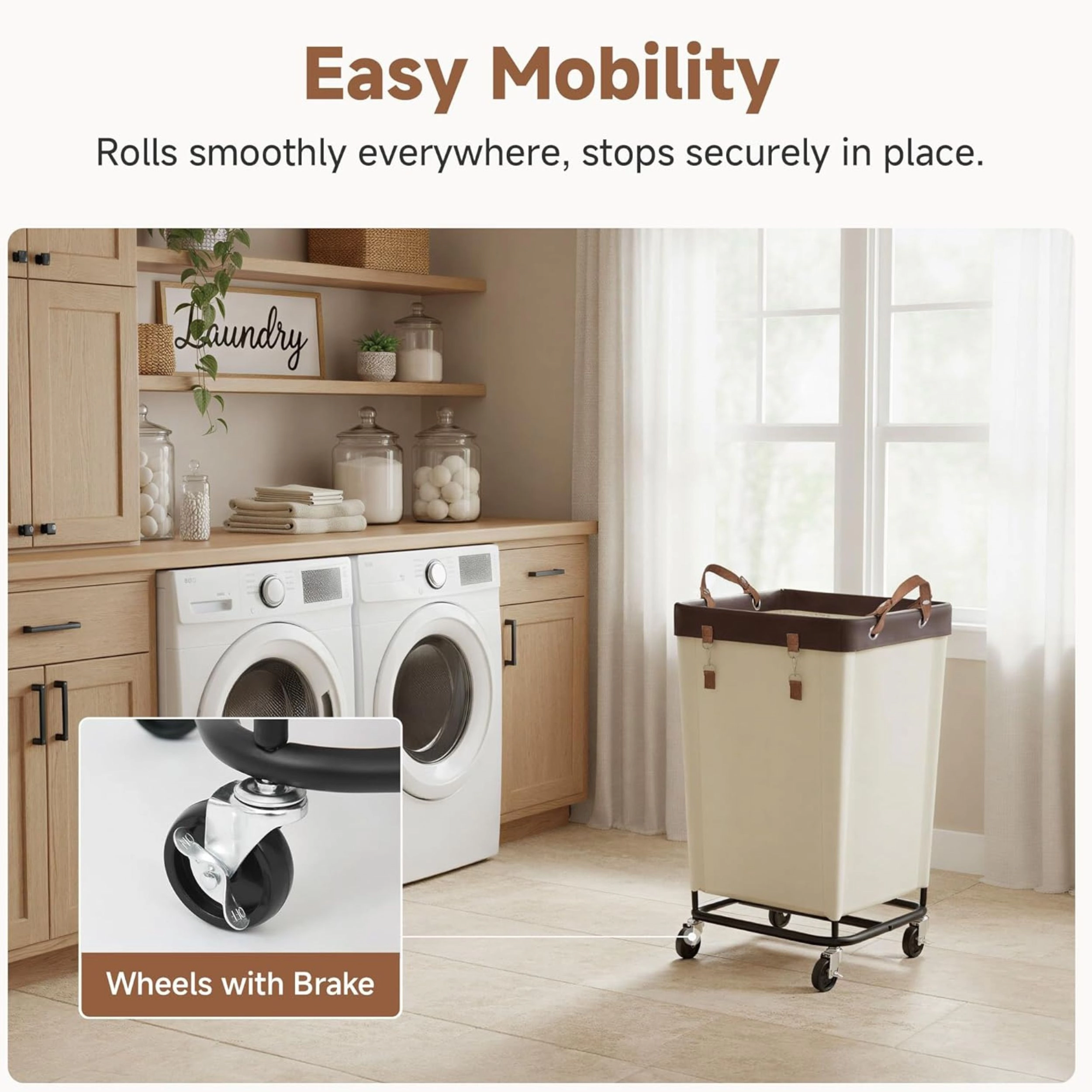 Stock Preferred 160L Rolling Laundry Hamper with Wheels Large Clothes Basket