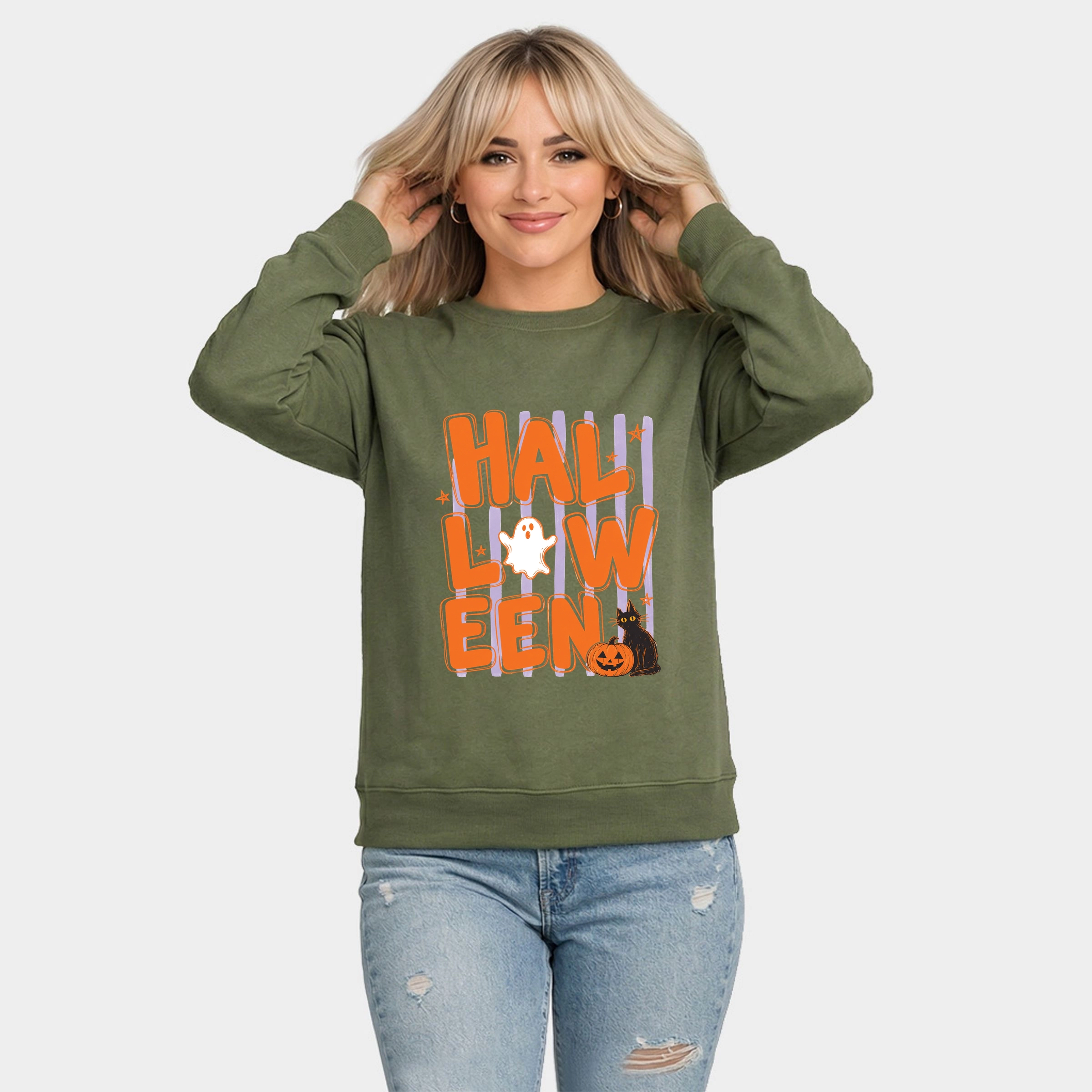 Simply Sage Market - Women's Graphic Sweatshirt Halloween Stripes