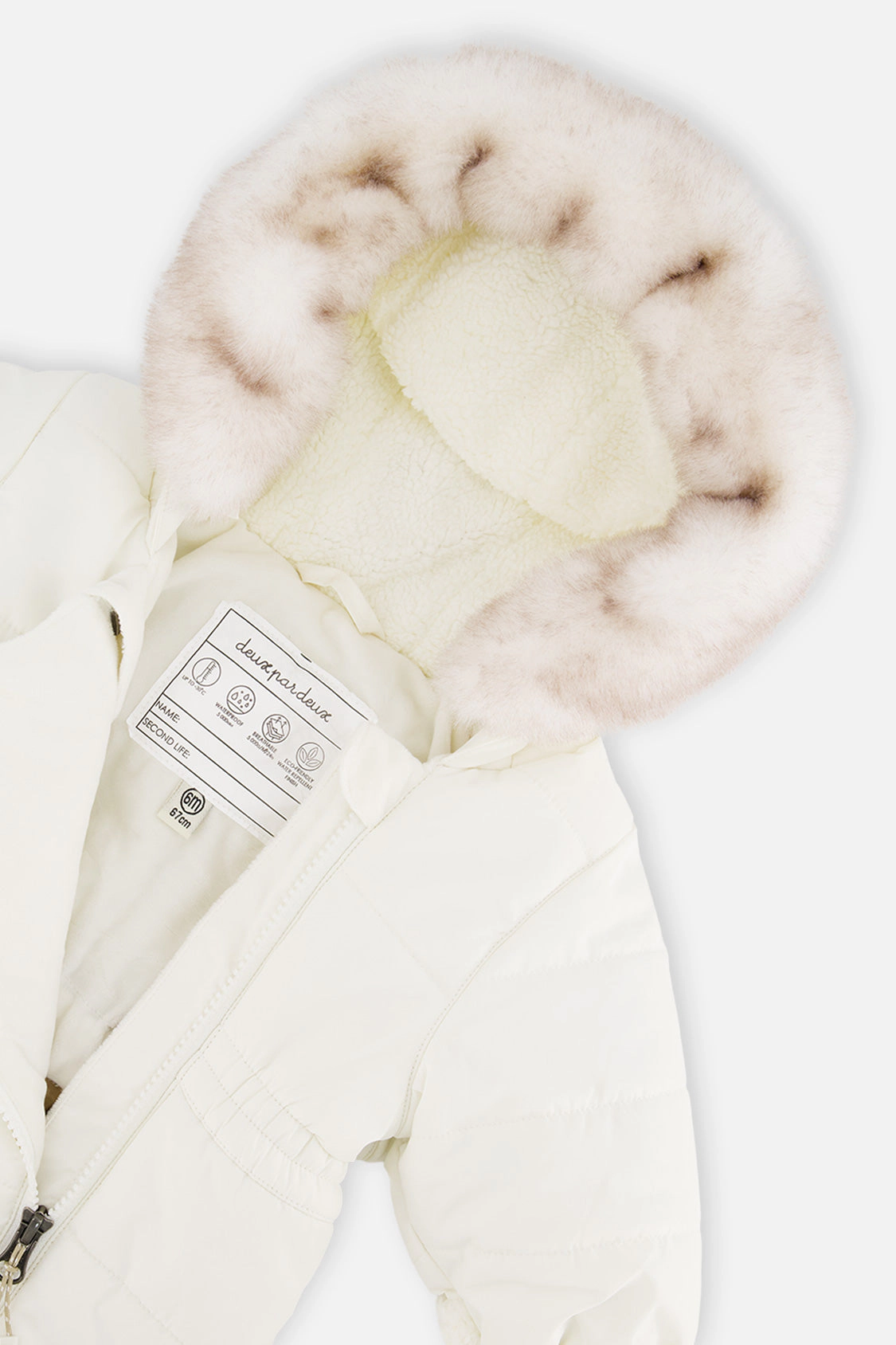 Deux par Unisex Quilted One Piece Snowsuit for Car Seats with Bear-Ear Hood