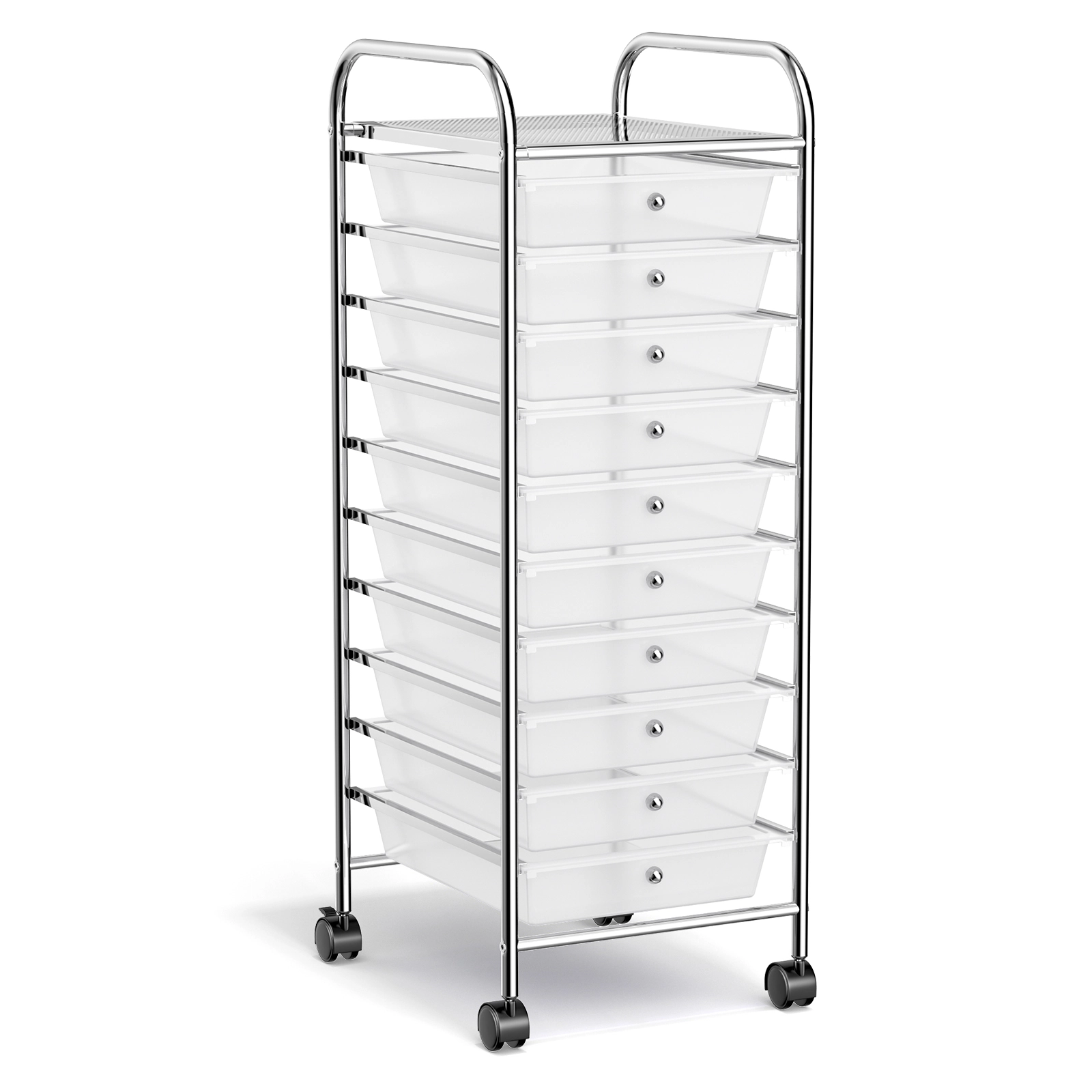 SUGIFT 10-Drawer Rolling Storage Cart Organizer with 3-lb Drawer Capacity Clear
