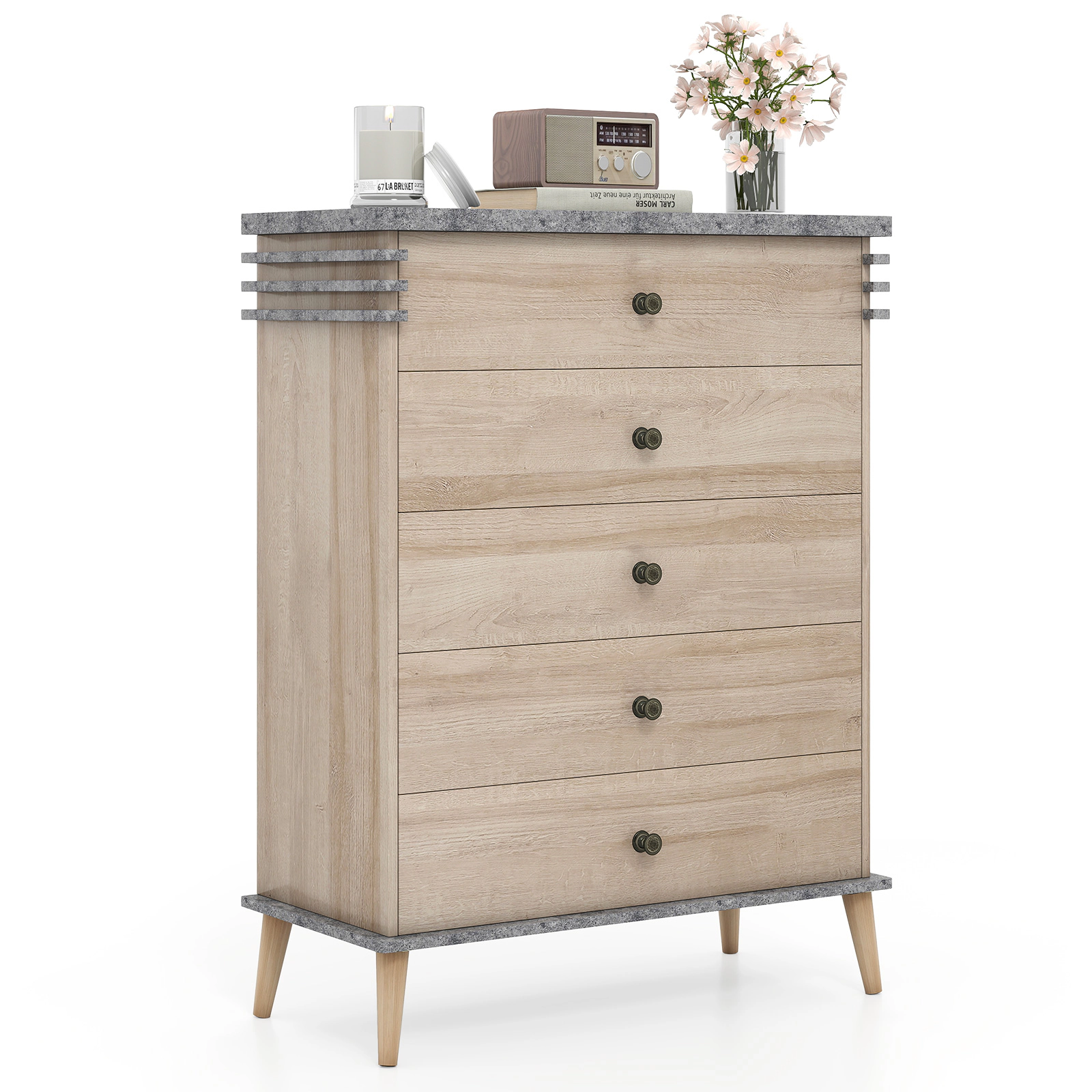 LJG Farmhouse Chest Dresser of Drawers Tall Storage Organizer