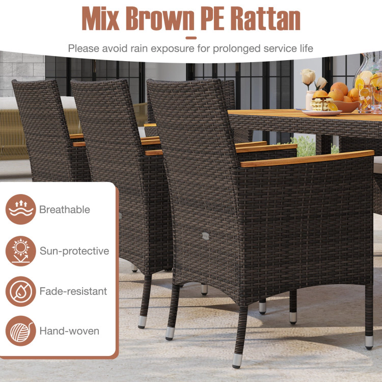 Hivvago 9 Piece Outdoor Dining Set With Acacia Wood Table Top