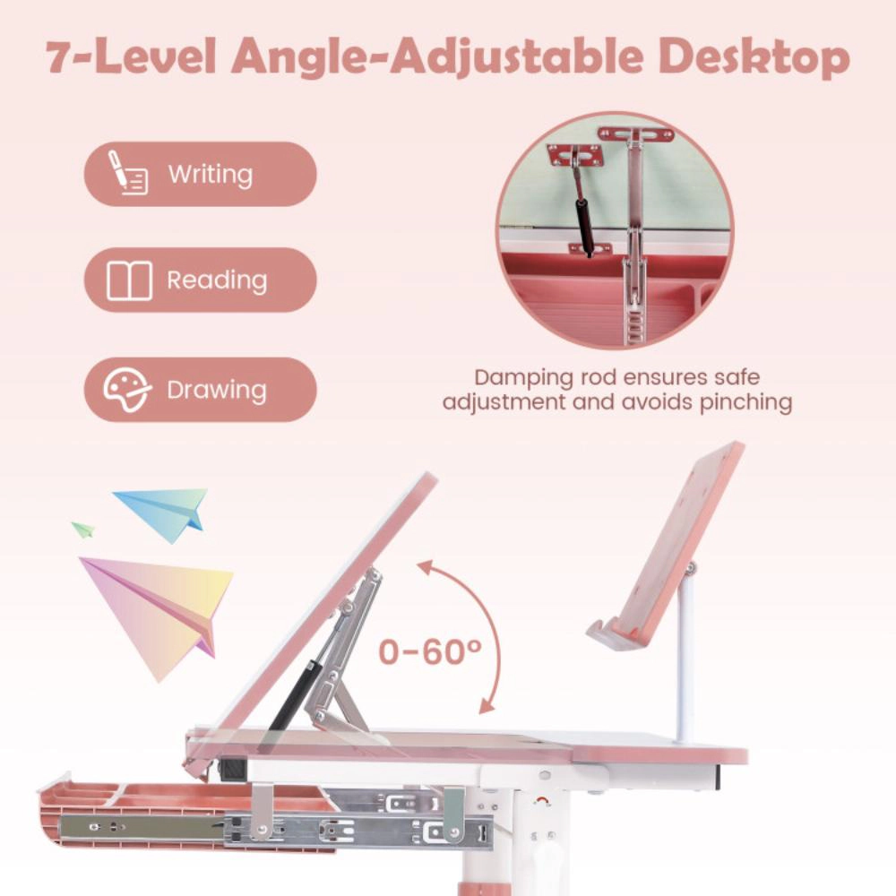 Hivvago Height-Adjustable Kids Desk With Tilt Desktop And Book Stand