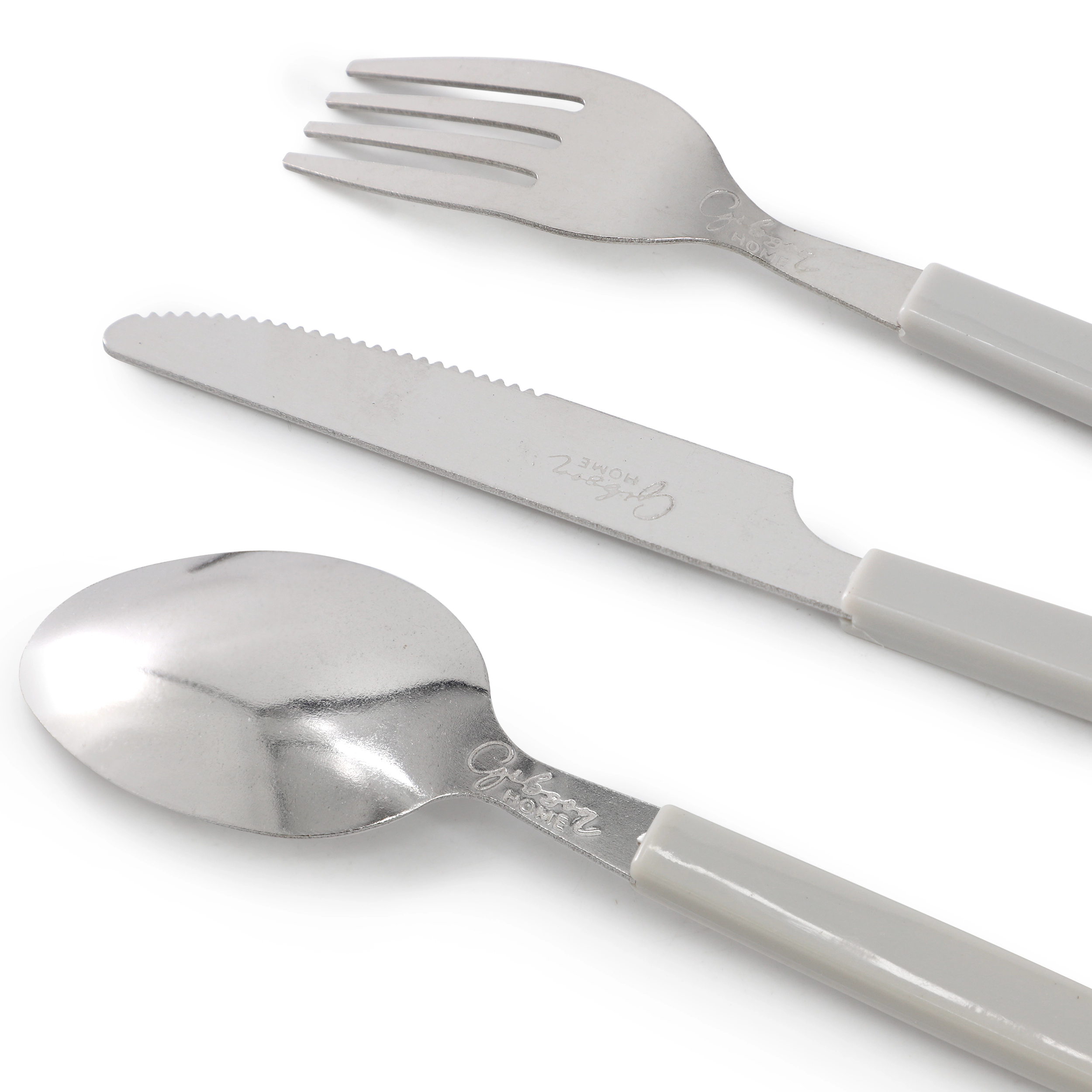 Gibson Home Edzelle 48 Piece Stainless Steel Flatware Set in Gray with Plastic Tray