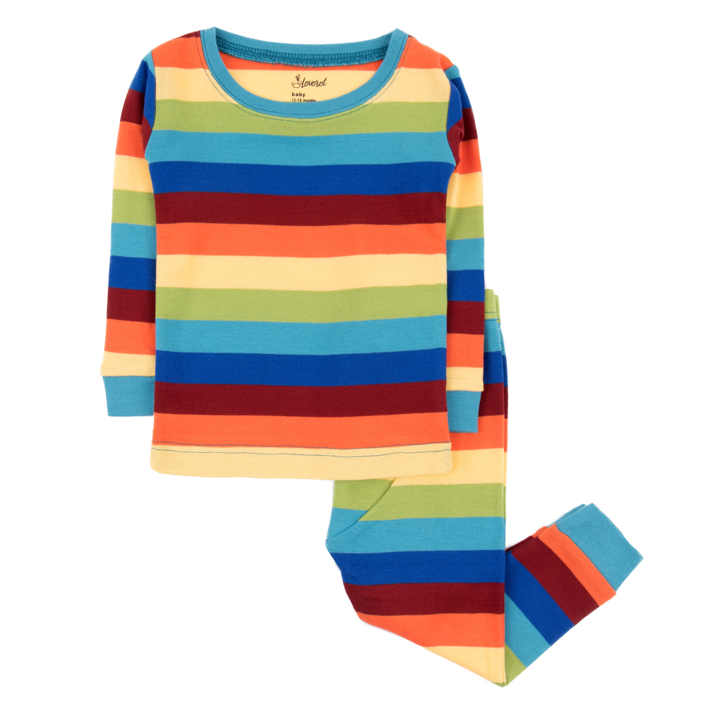 Leveret Toddler/Kids 2-pc Cotton Snug Fit Colorful Striped Pajamas