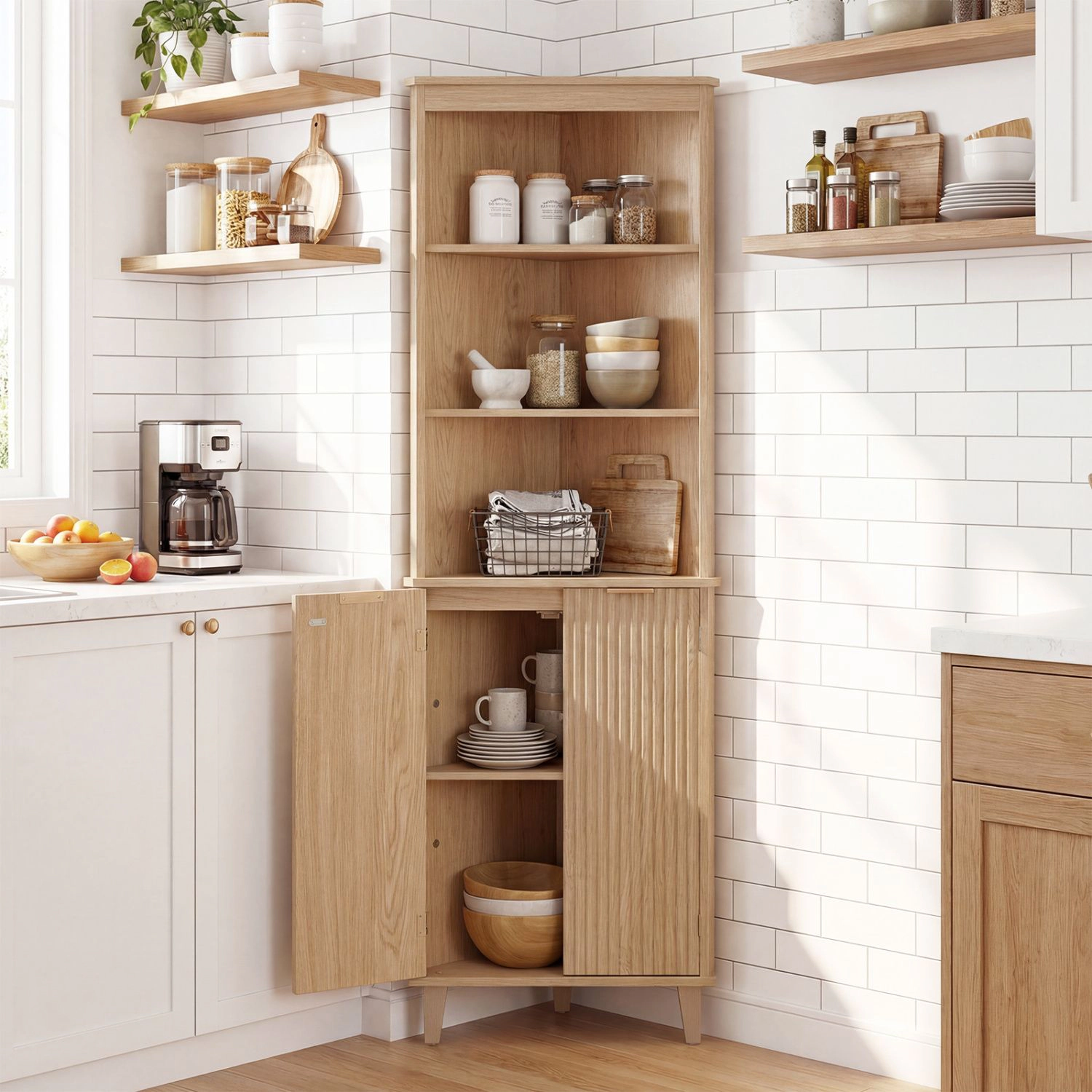 SlickBlue Freestanding Corner Cabinet for Bathroom Living Room and Kitchen