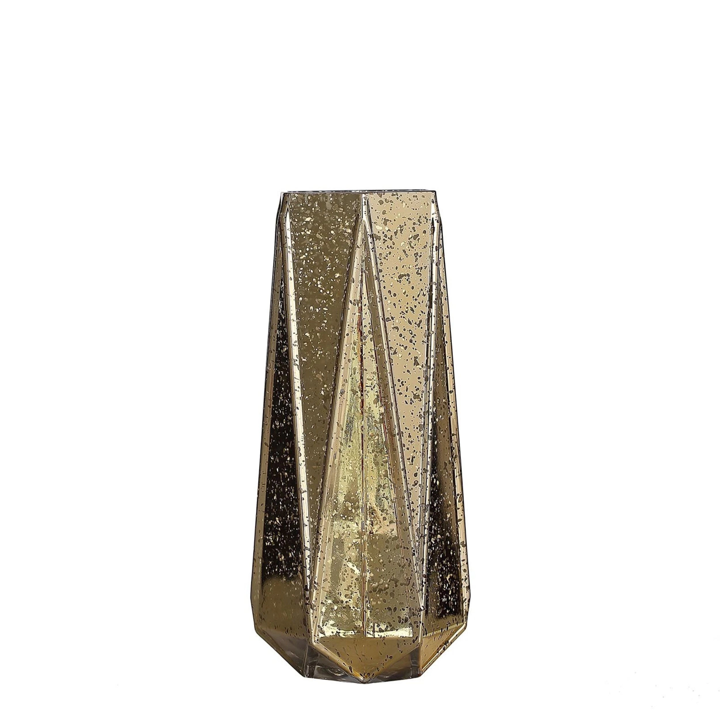 Home Collection Set of 4 8-Inch Mercury Glass Geometric Vases