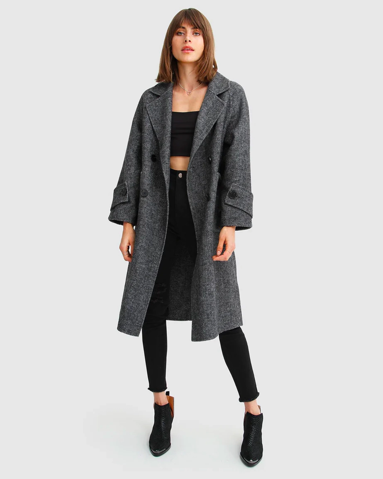 Belle & Bloom Womens Rumour Has It Oversized Wool Blend Coat