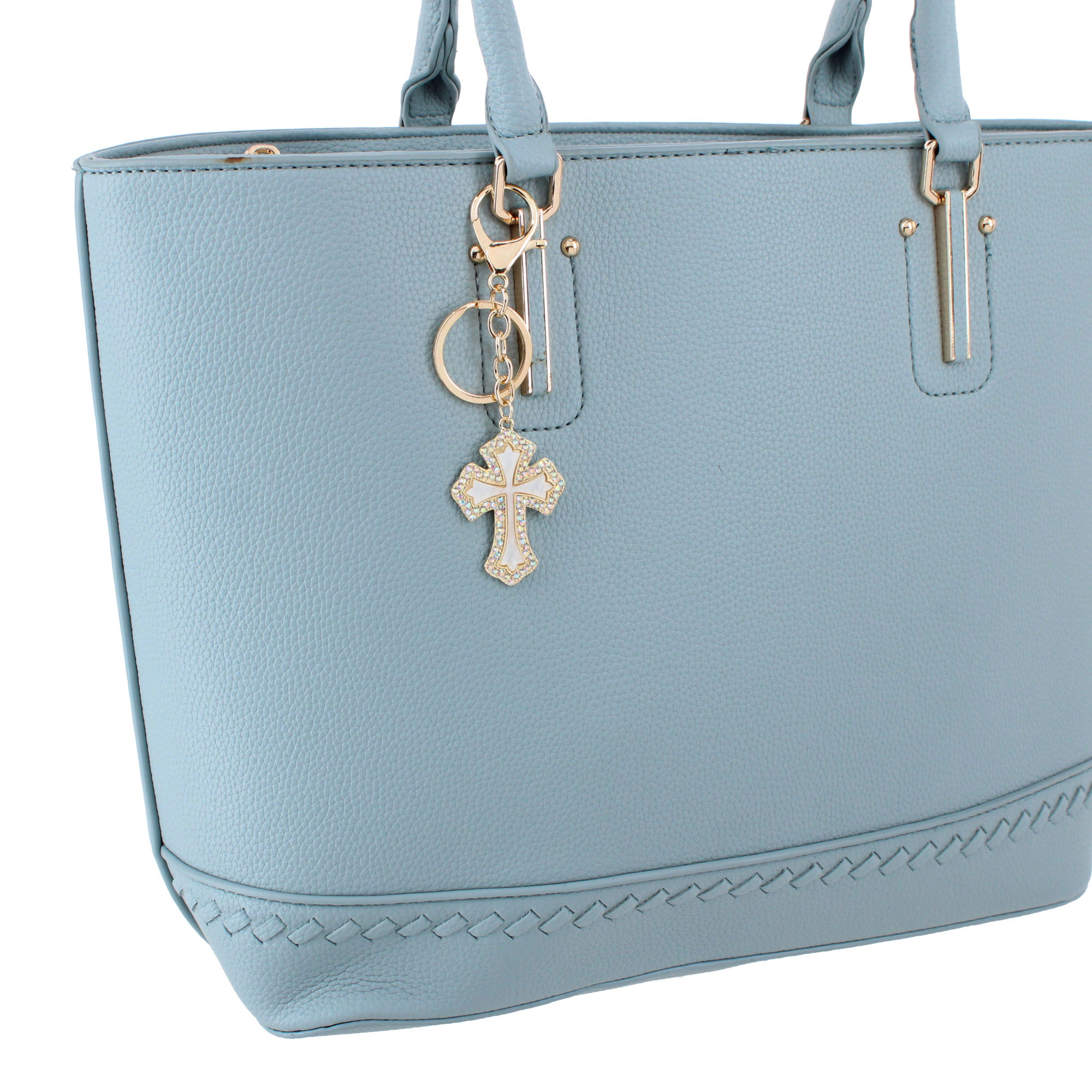 CTM® Women's Rhinestone Embellished Cross Bag Charm & Key Chain