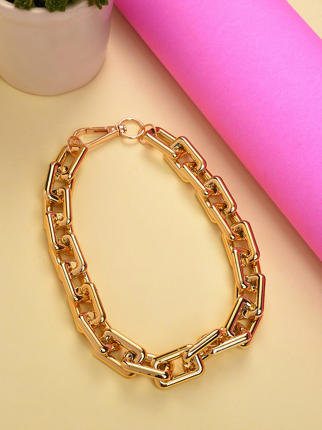 SOHI Women's Gold Link Chain Necklace
