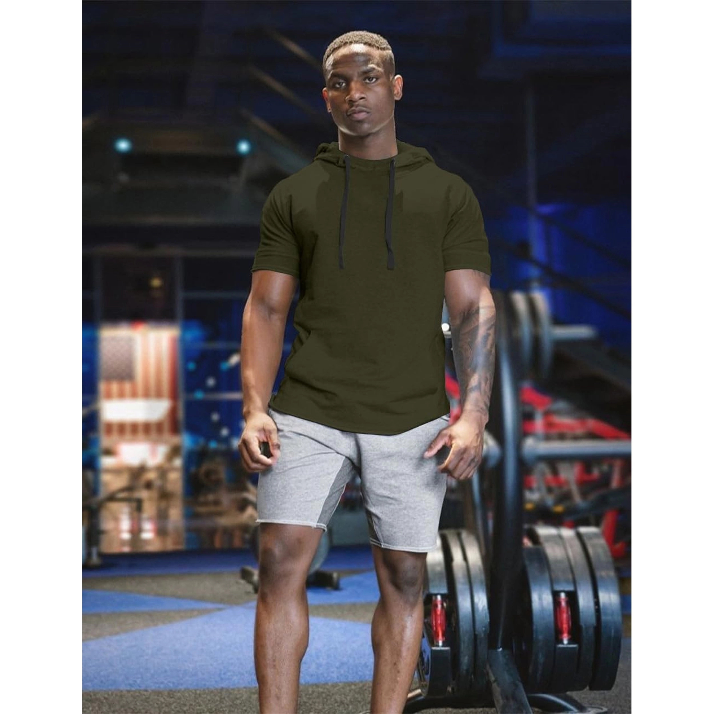COOFANDY Men's Slim Fit Short Sleeve Hooded Pullover Hoodie