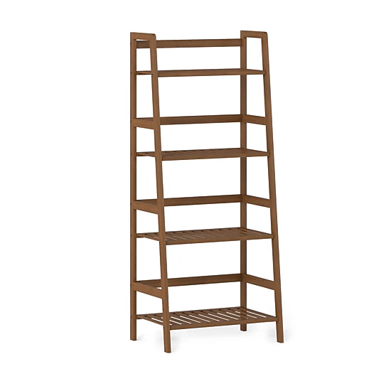 LJG 4-Tier Bamboo Plant Rack with Guardrails Stable and Space-Saving