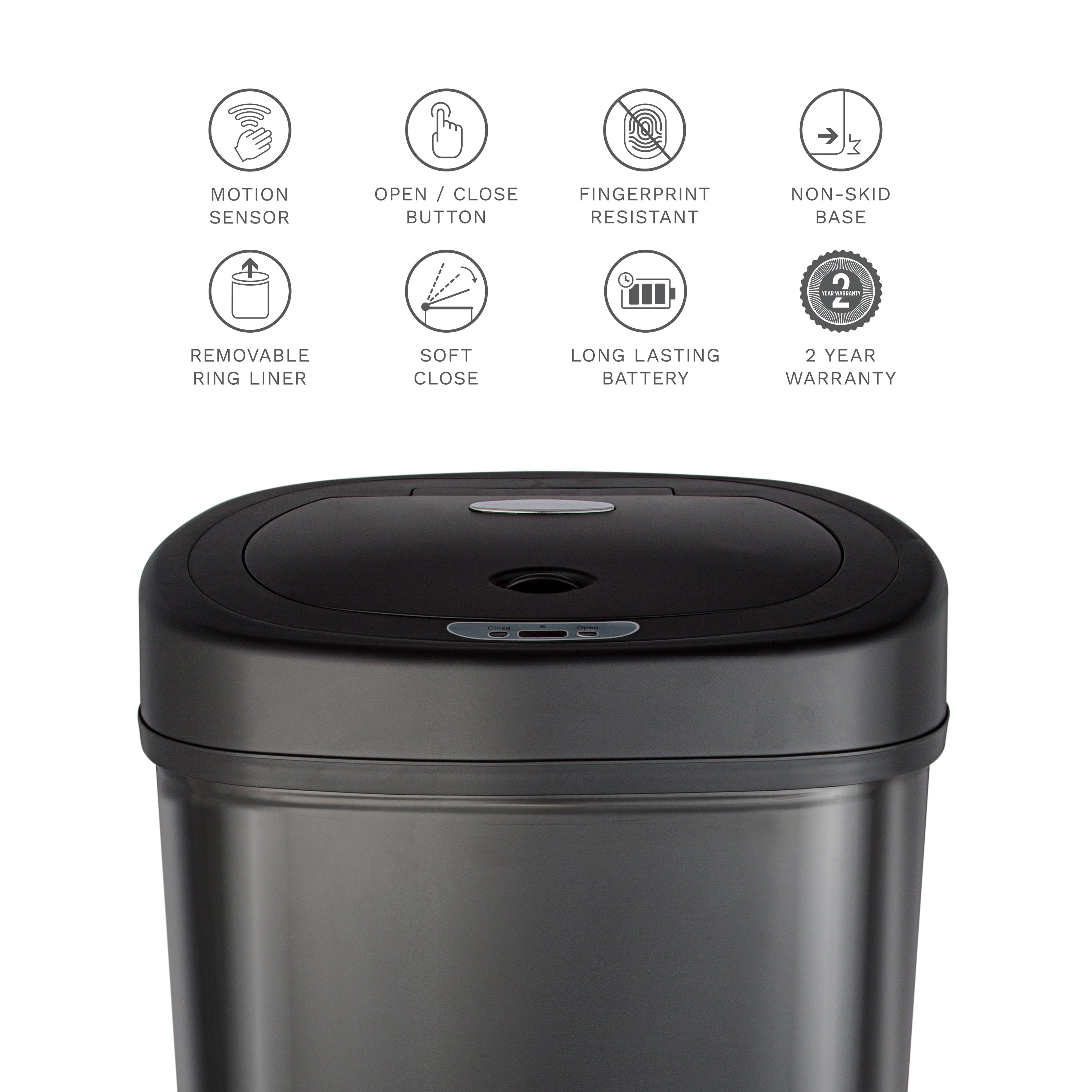 Ninestars Classic Oval 13.2-Gallon Stainless Steel Motion Sensor Trash Can