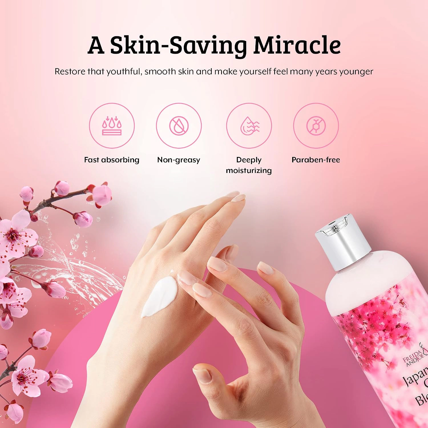 Freida and Joe Womens Fragrance Deep Moisturizing Cherry Blossom Body Lotion in 10oz Bottle