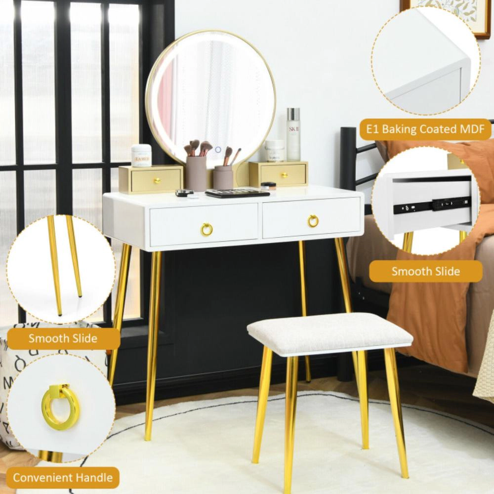 Hivvago Vanity Table Set With Mirror-White