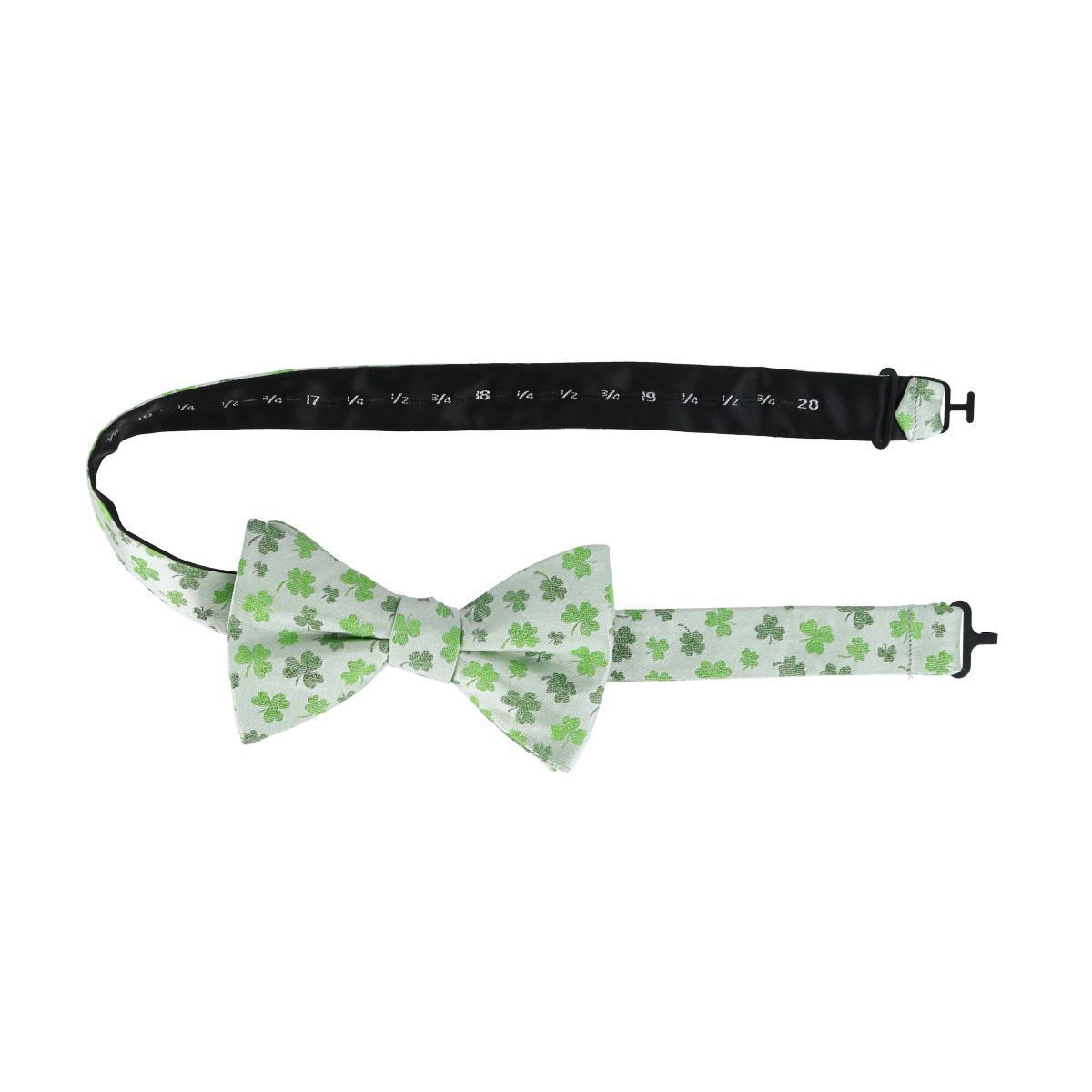 Trafalgar White Shamrock Novelty Silk Bow Tie