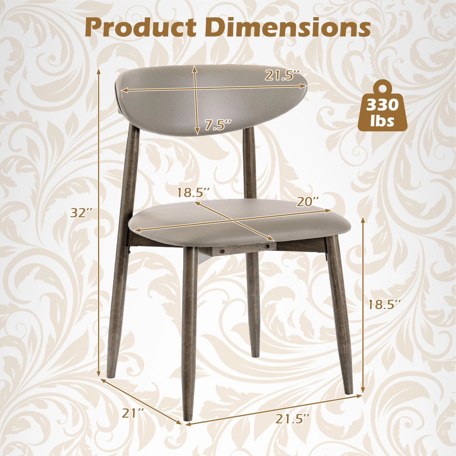 SlickBlue Modern Wooden Dining Chairs with Padded Faux Leather Seat