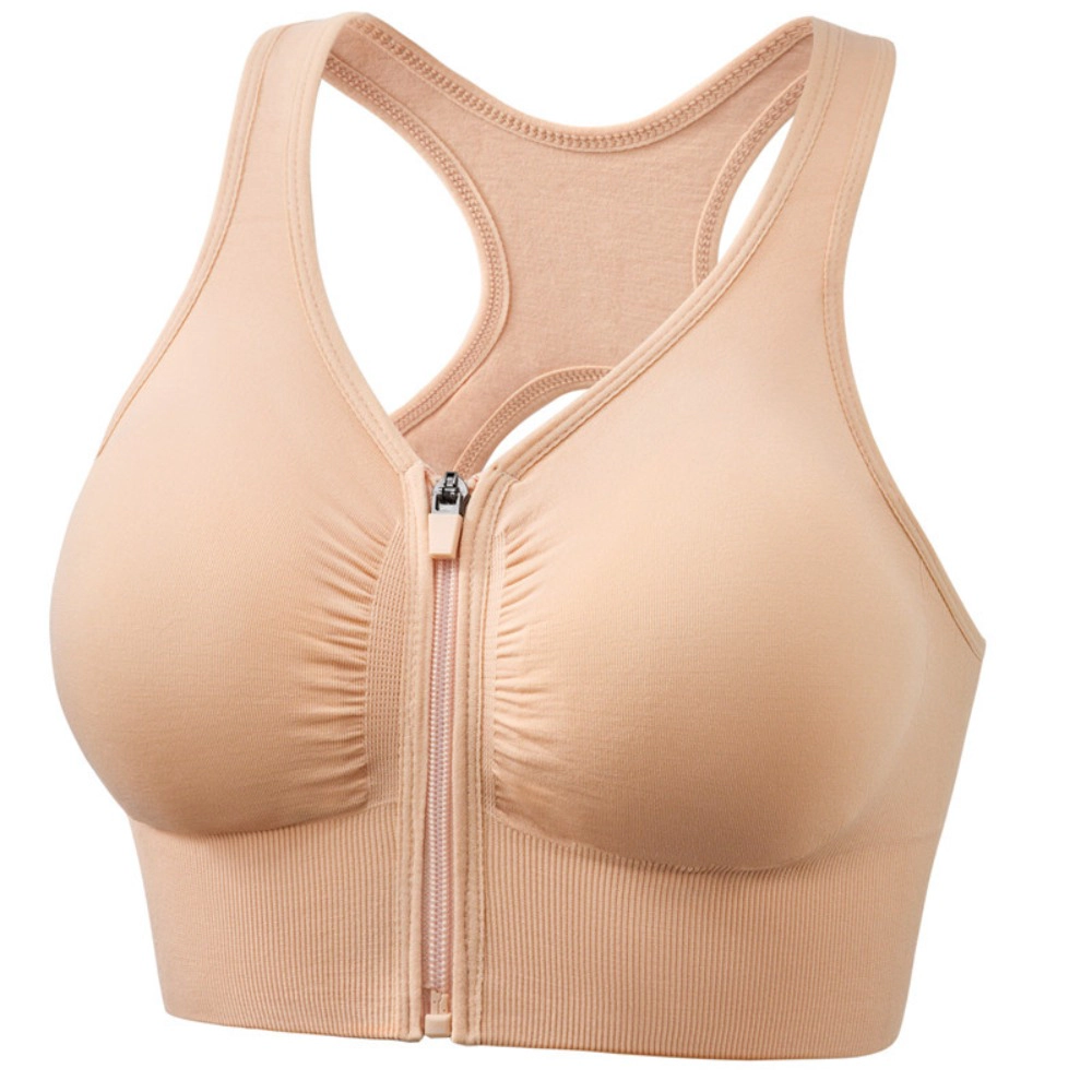 Wardrobe Whimsy Women Front Zipper Cutout Back Shockproof Sports Bra