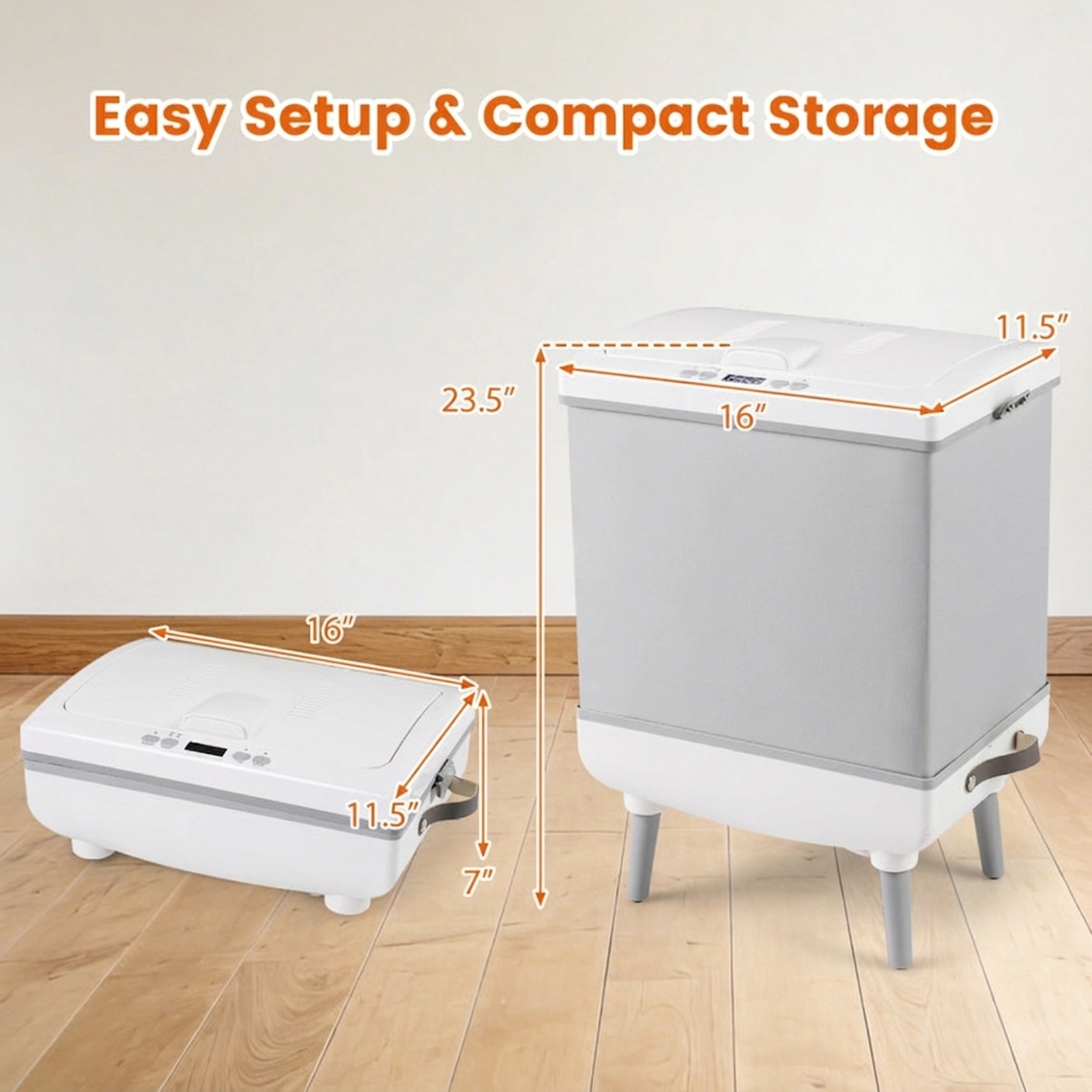 SUGIFT 35L Gray Foldable Towel Warmer Bucket with 2-in-1 Heating and Drying Modes and 24-Hour Timer