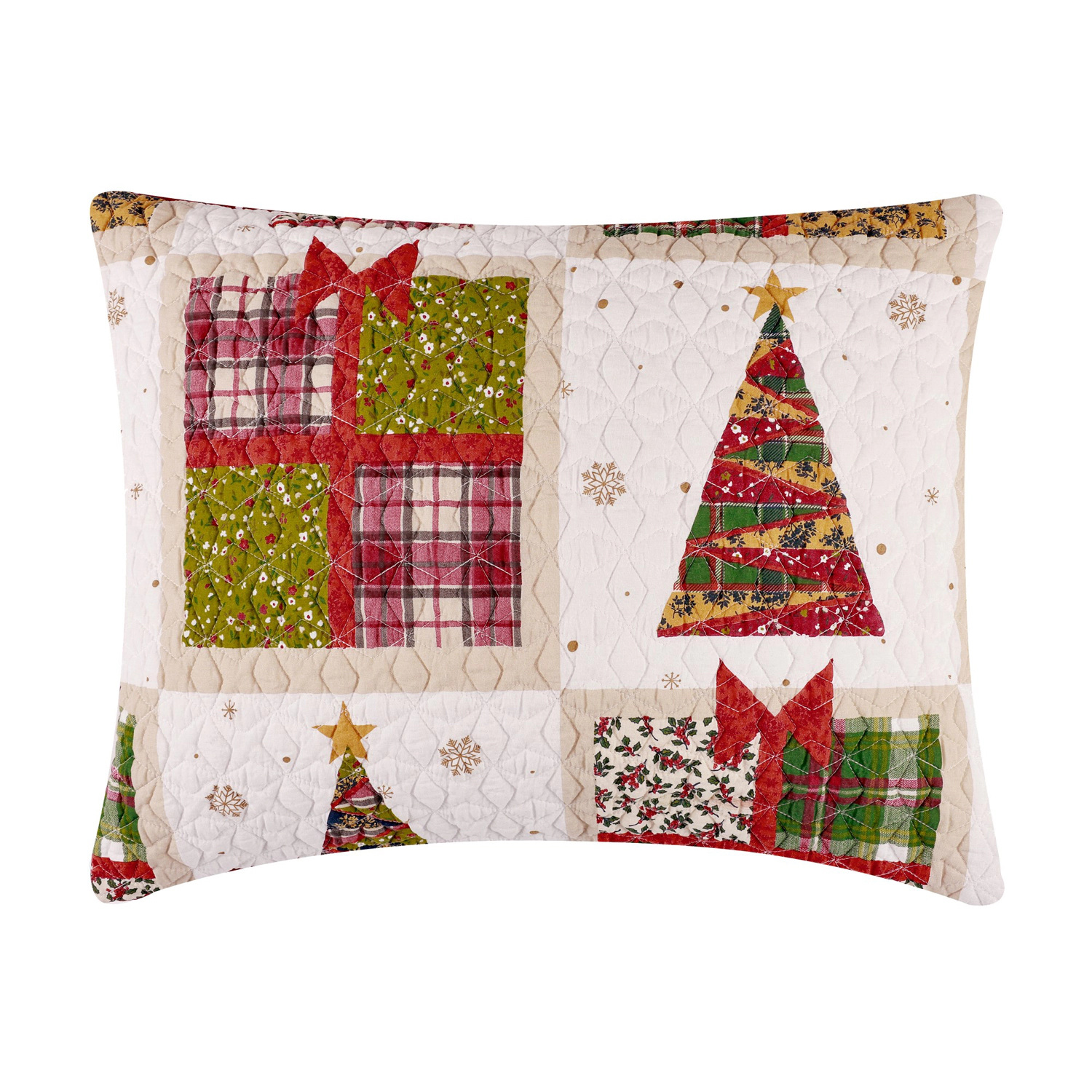 Greenland Home Fashions 100% Cotton Face Microfiber Back with Polyester Fill Deck the Halls Sham