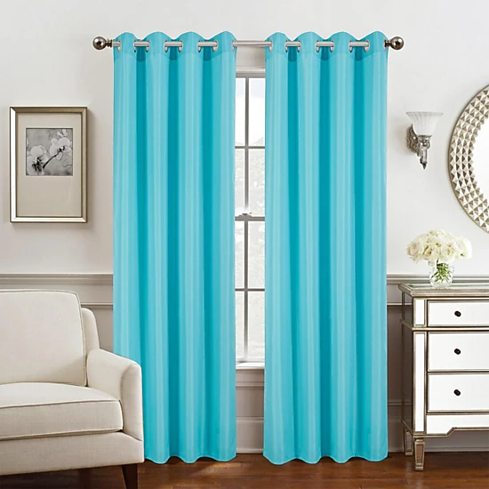 Olivia Gray Gilbert Solid Single Grommet Curtain Panel Pair - 54x84", Turquoise