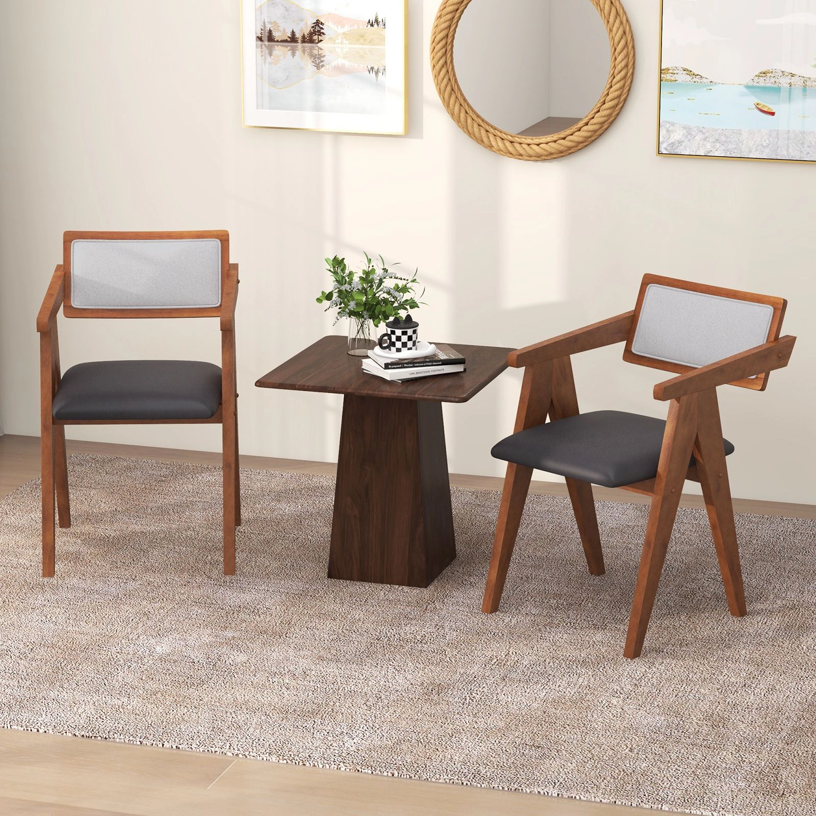 SlickBlue Unisex Sherpa Accent Chairs Set of 2 With Wood Frame