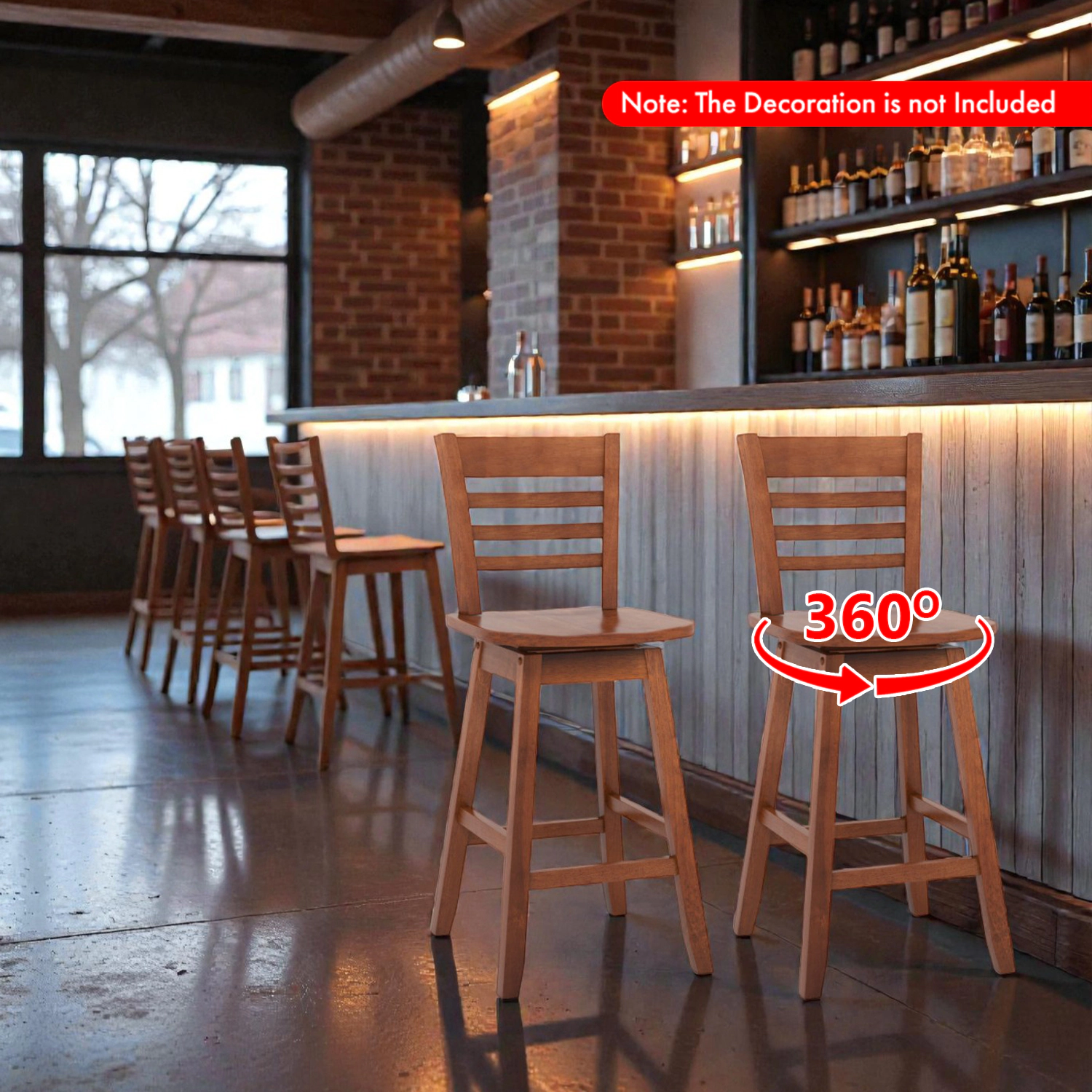 Hivvago Set of 2 Counter Height Bar Stools with Footrest for Kitchen Island