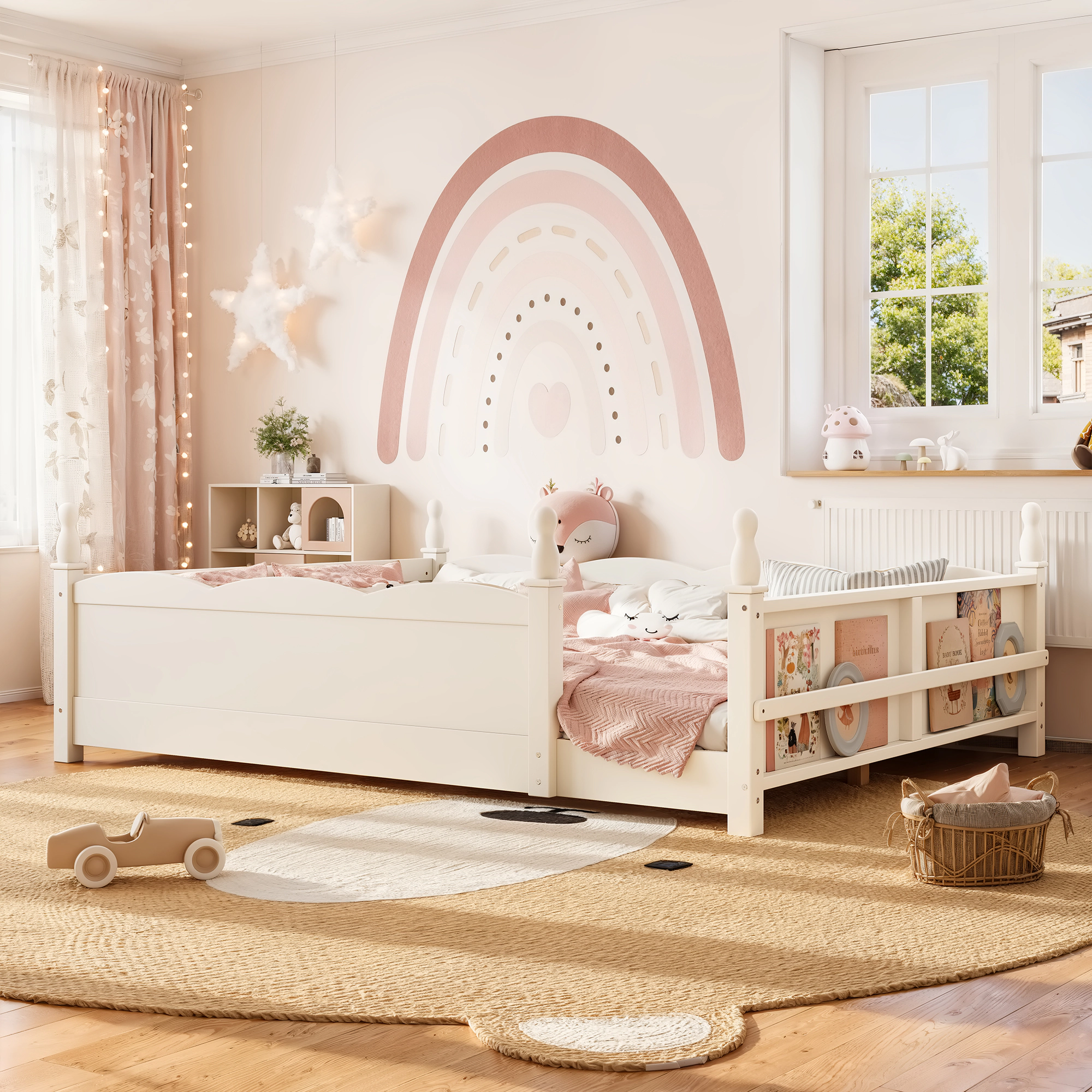 GOODSILO Solid Wood Queen Bed Frame