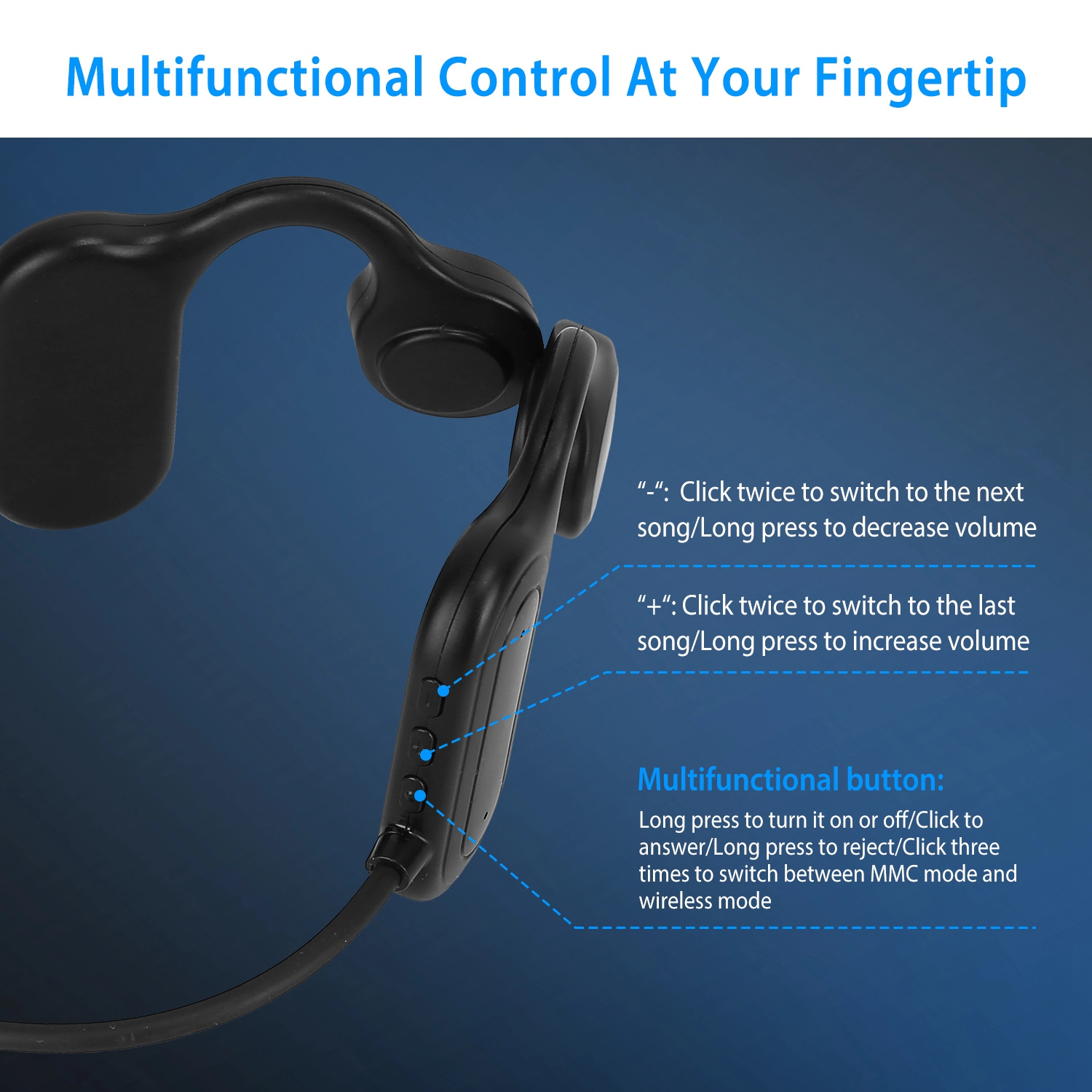 GBruno Wireless Bone Conduction Headphones With Mic