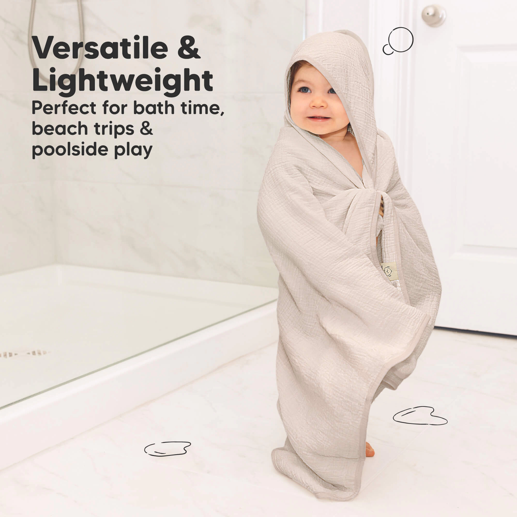 KeaBabies 2-Pack Lyra Muslin Hooded Towels, Regular