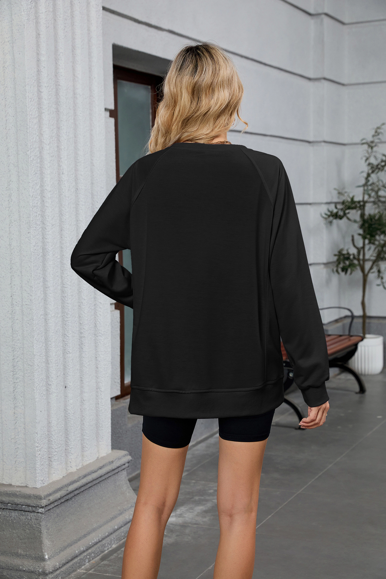 Enchanted Funland Womens Crew Neck Raglan Sleeve Long Side Slit  Pullover Tops