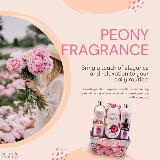Freida & Joe Women Peony Floral Spa Basket Bath and Body Gift Set