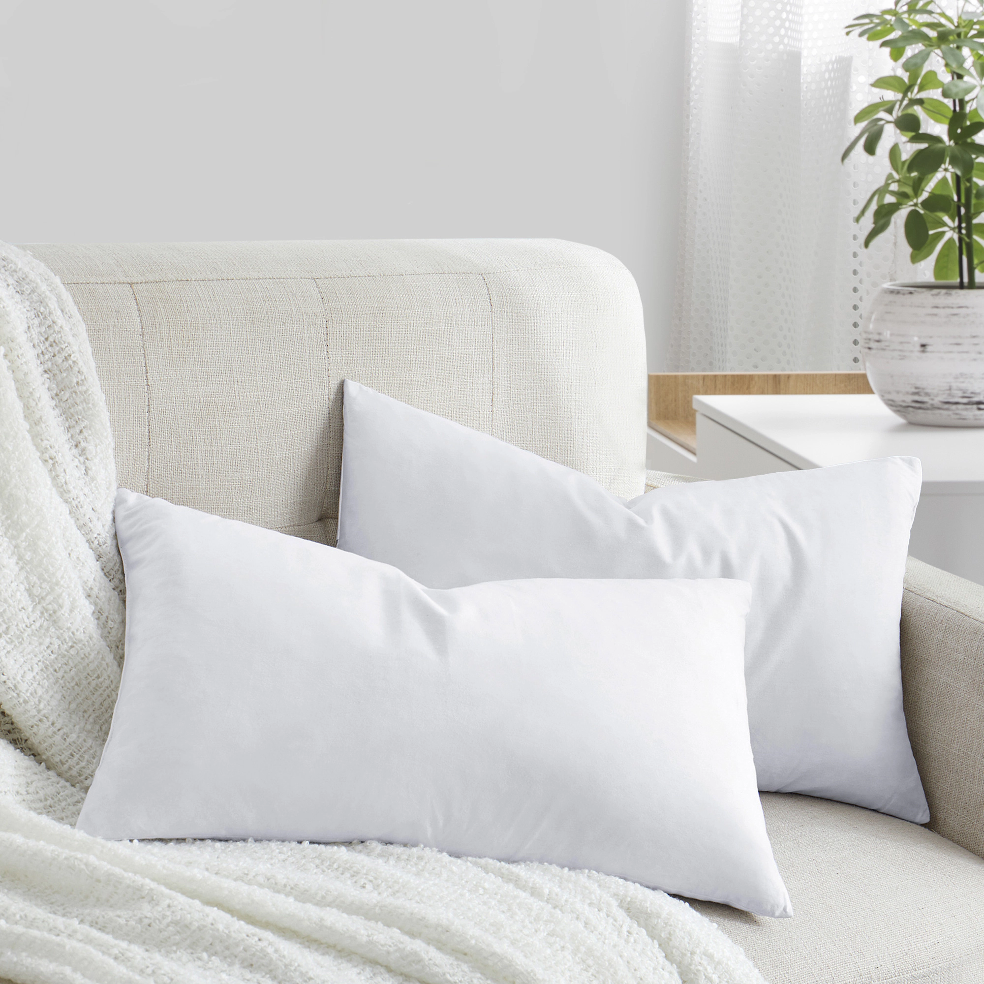 PEACENEST 20 x 20 Feather and Duck Down Throw Pillow Inserts for Sofa and Bed,Set of 2