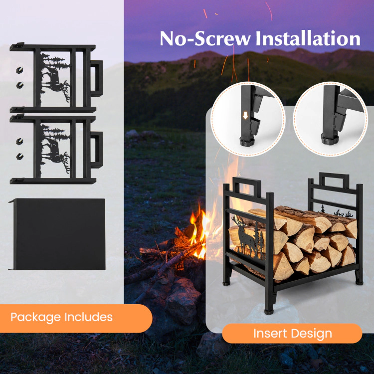 Hivvago Metal Firewood Rack With Dual Handles