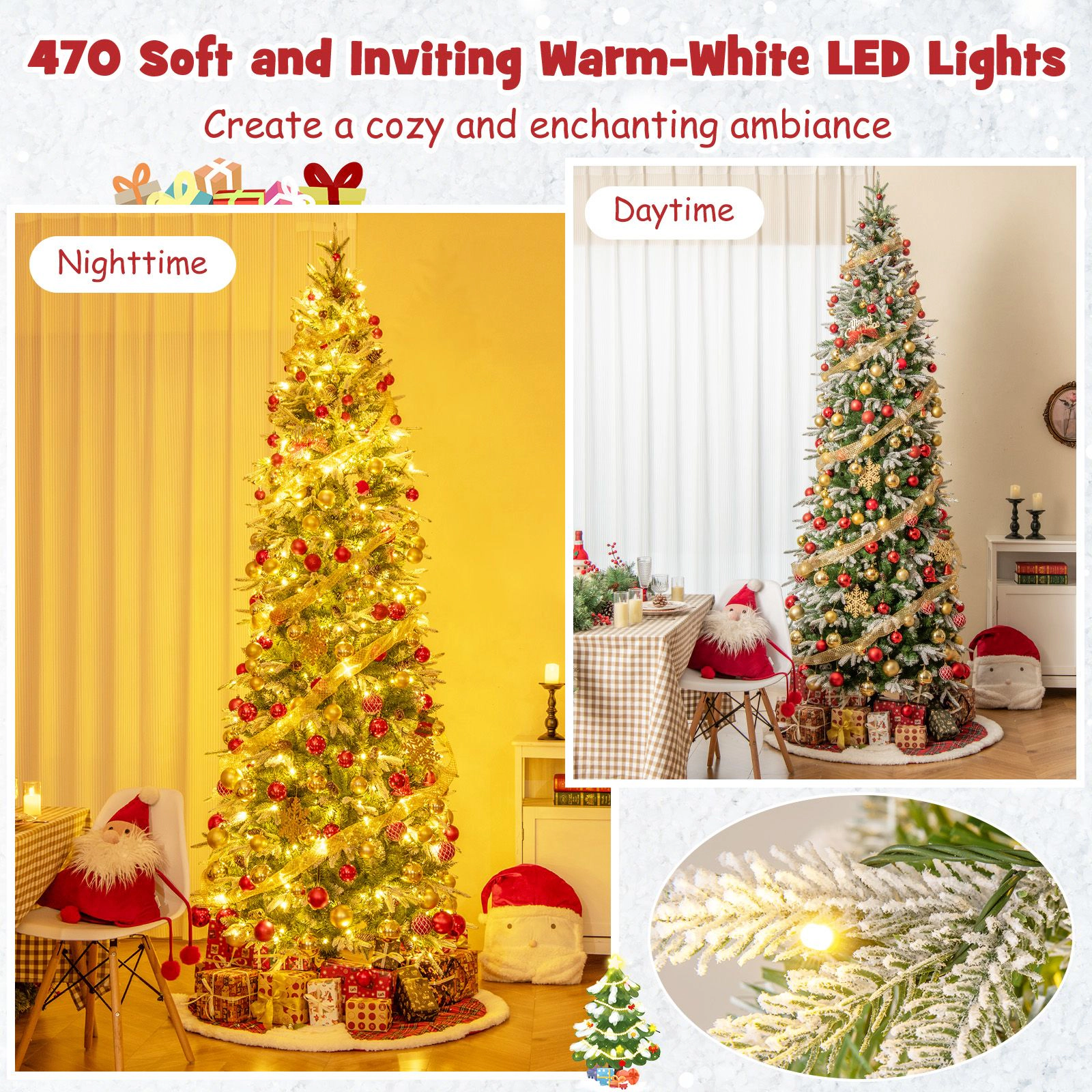 SlickBlue Green and White Artificial Christmas Tree for Home