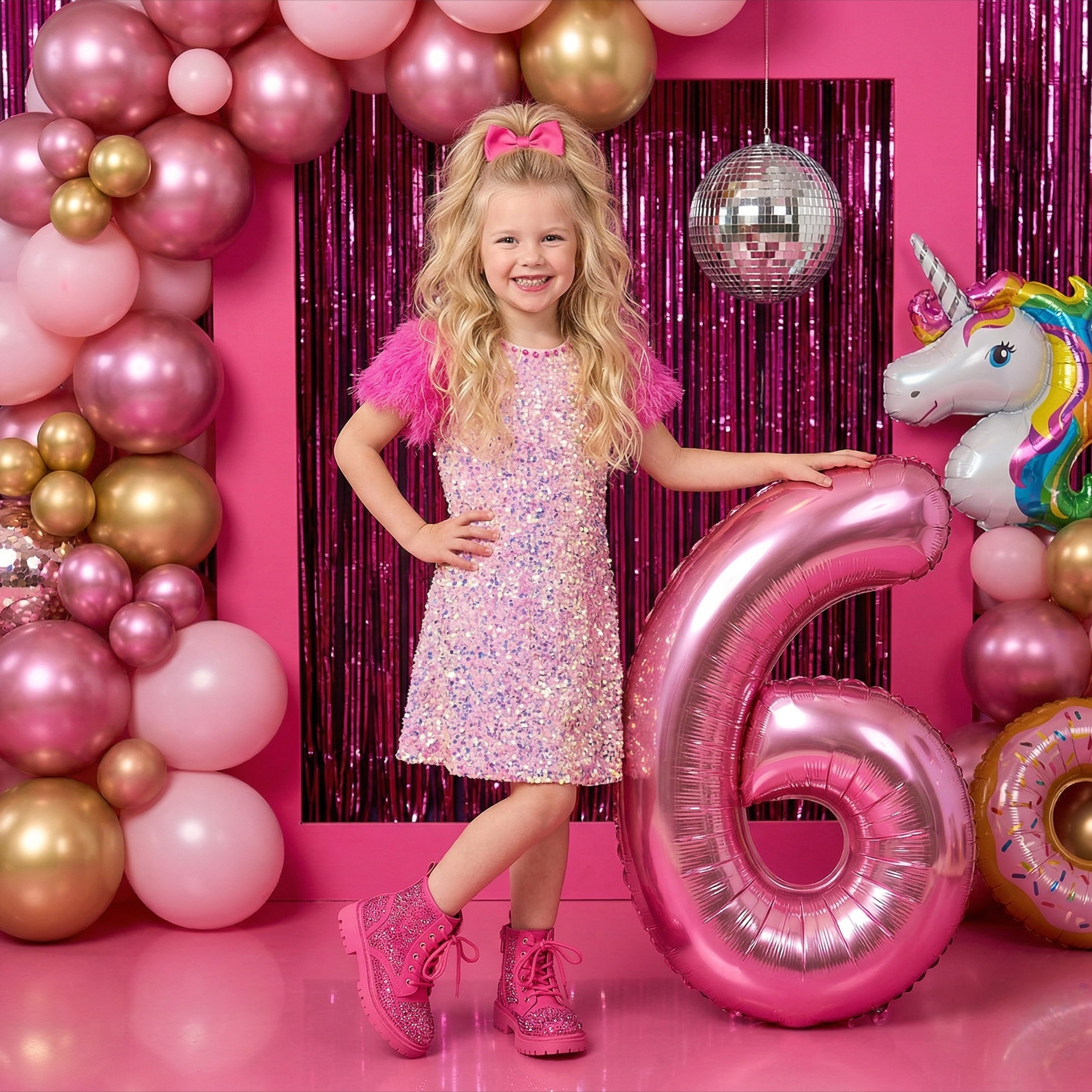 2Bunnies Girls' Sequin Faux-Feather Sleeve Dress with Rhinestone Neckline