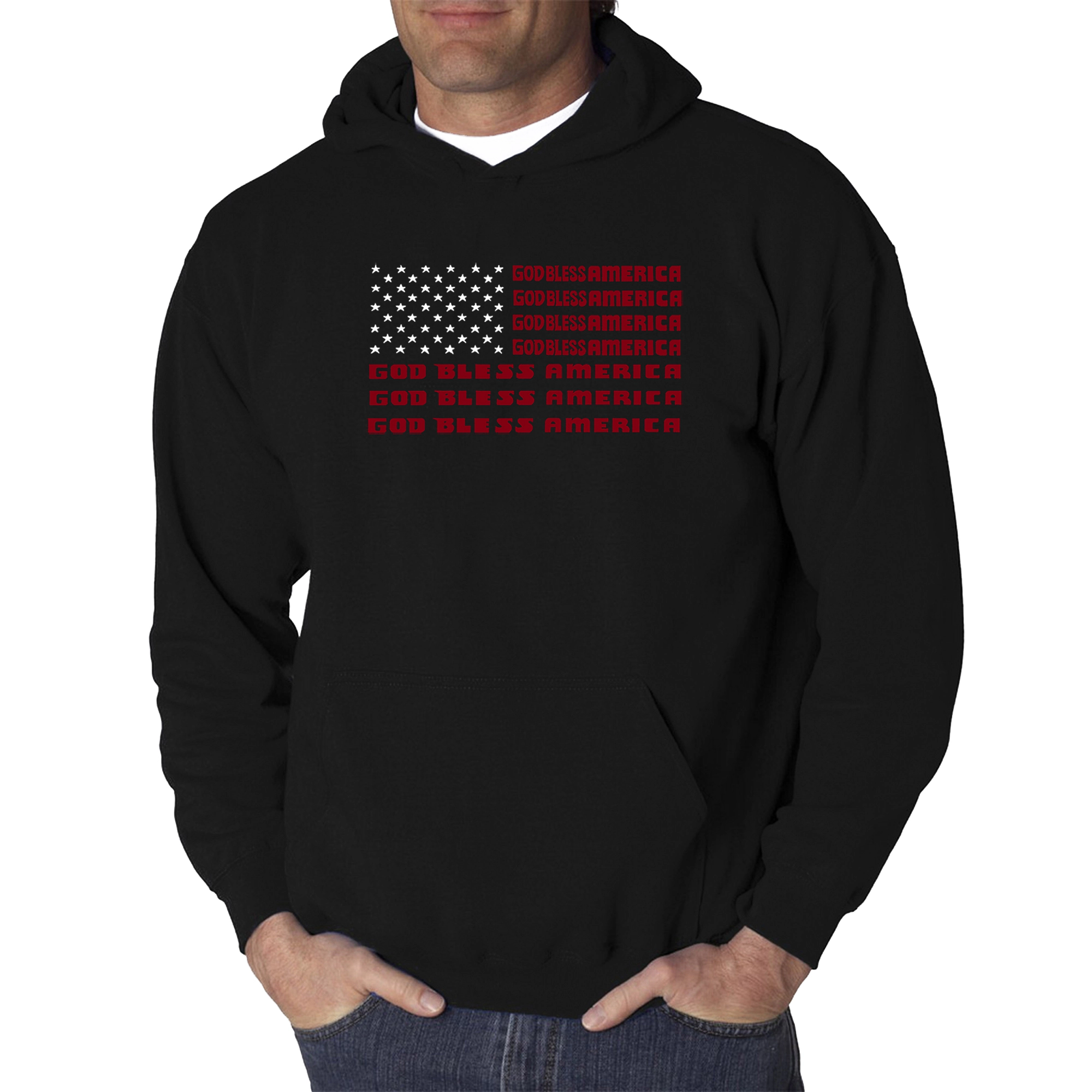 LA Pop Art God Bless America - Men's Word Hooded Sweatshirt