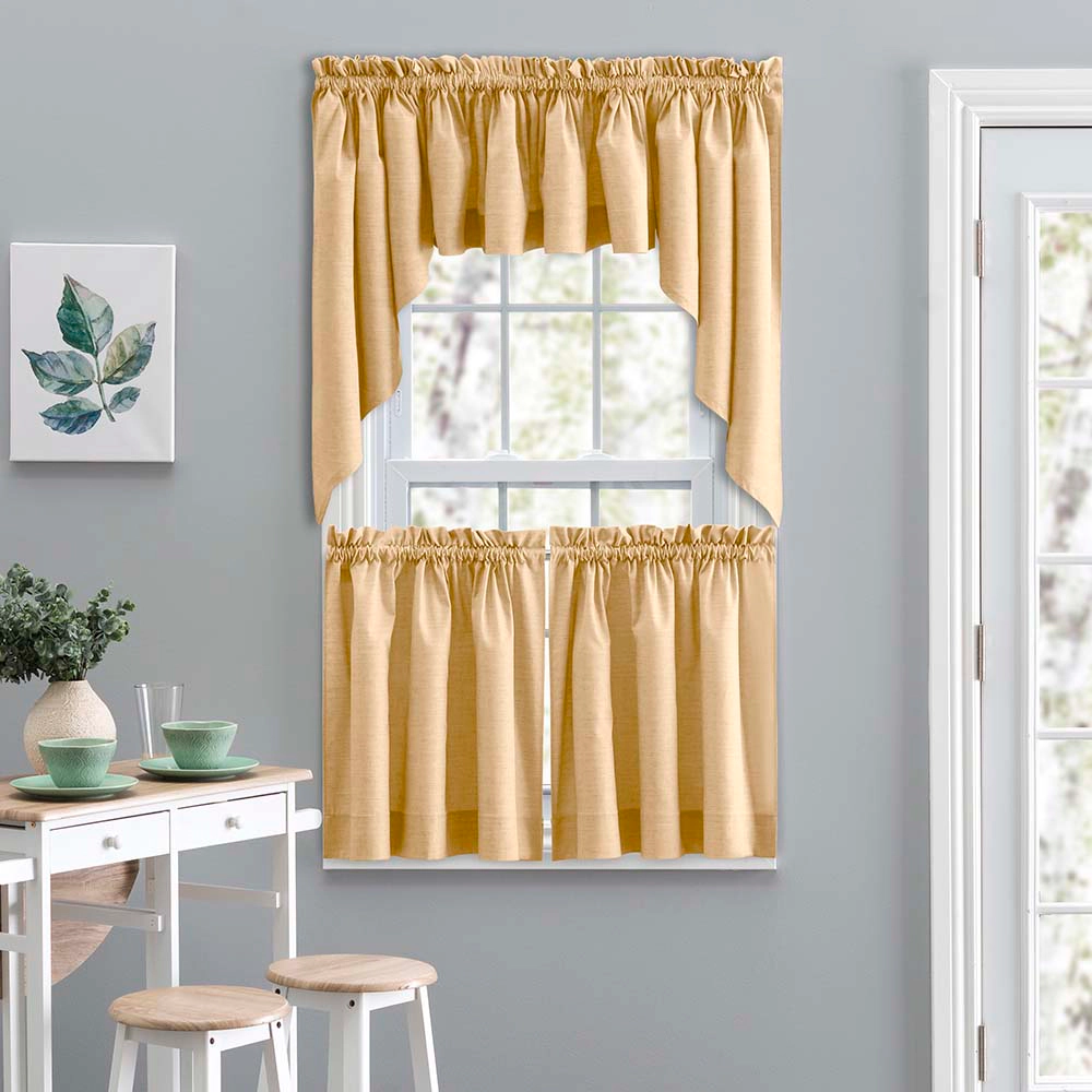Ellis Curtain Lisa Solid Color Poly Cotton Duck Fabric Tailo Tier