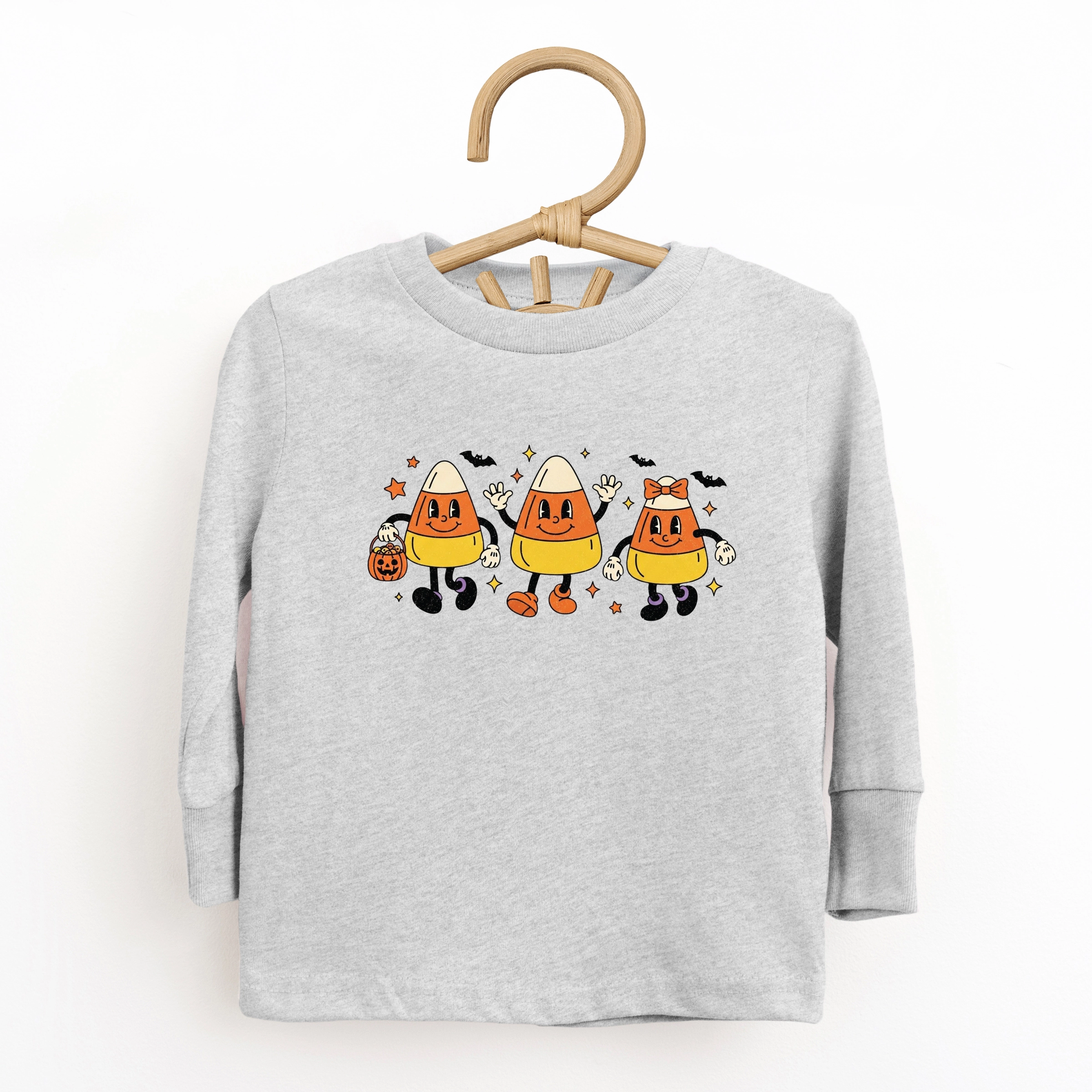 The Juniper Shop - Toddler Long Sleeve Graphic Tee Candy Corn Retro Characters