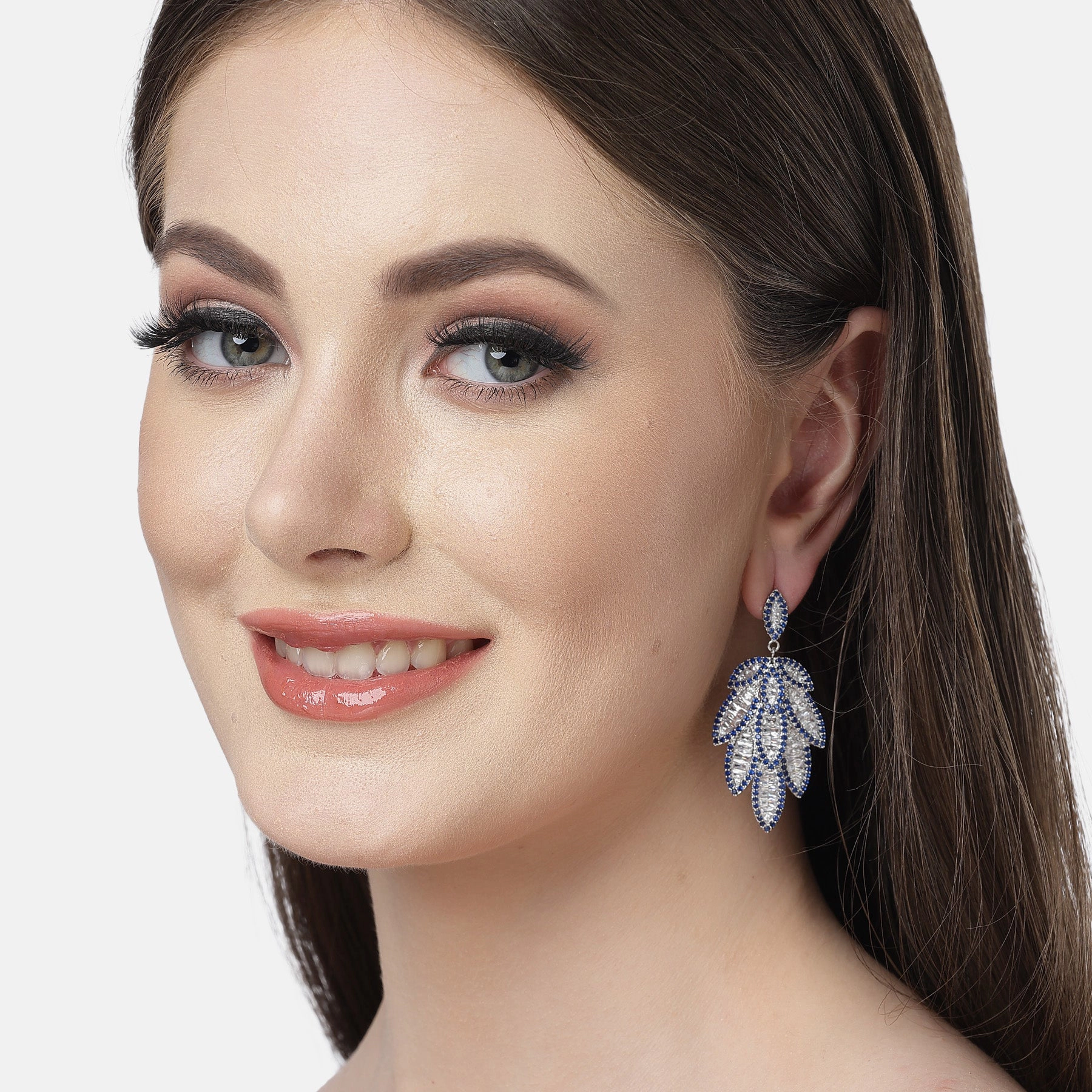 AGP PARIS Womens Diva Collection Cubic Zirconia Willow Leaf Dangle Drop Earrings