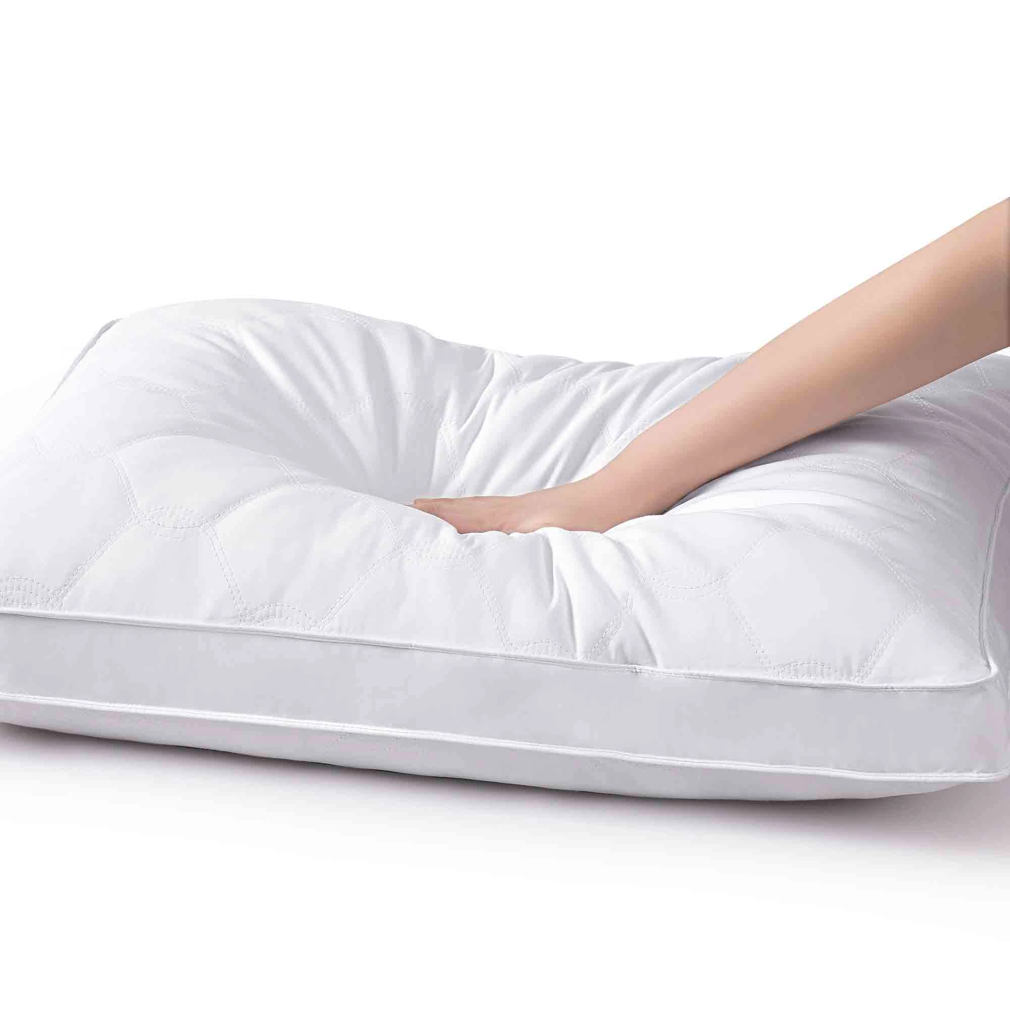 PEACENEST Curved Quilted High Loft Goose Feather Pillow Set