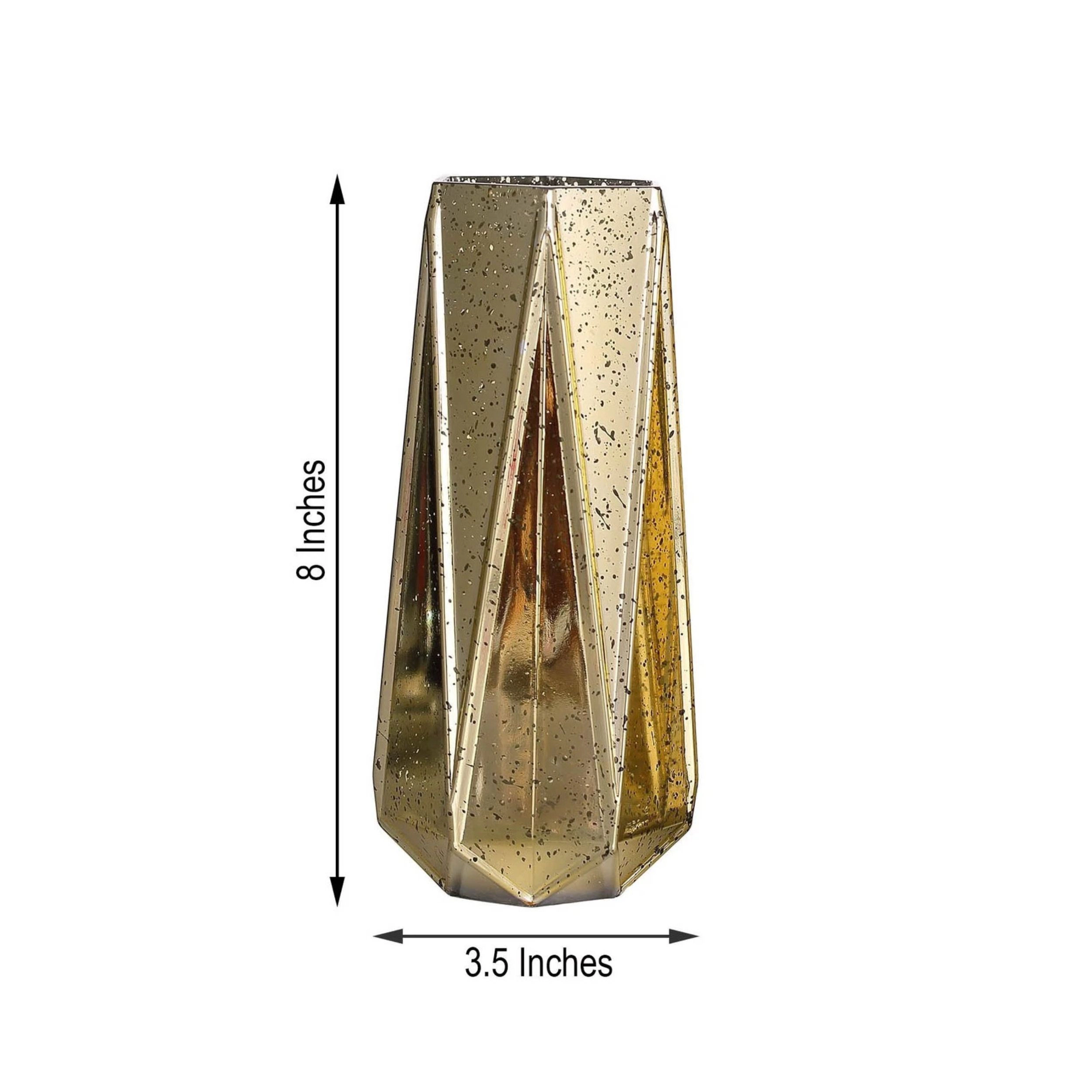 Home Collection Set of 4 8-Inch Mercury Glass Geometric Vases