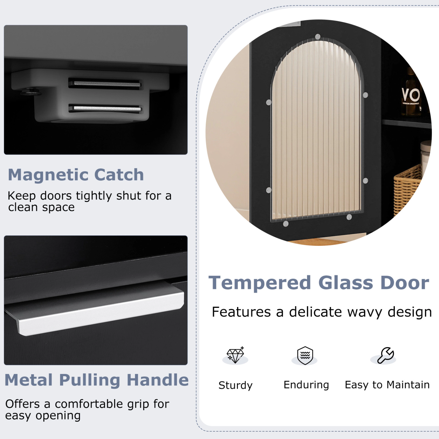SlickBlue Bathroom Storage Cabinet with Glass Door and Shelf
