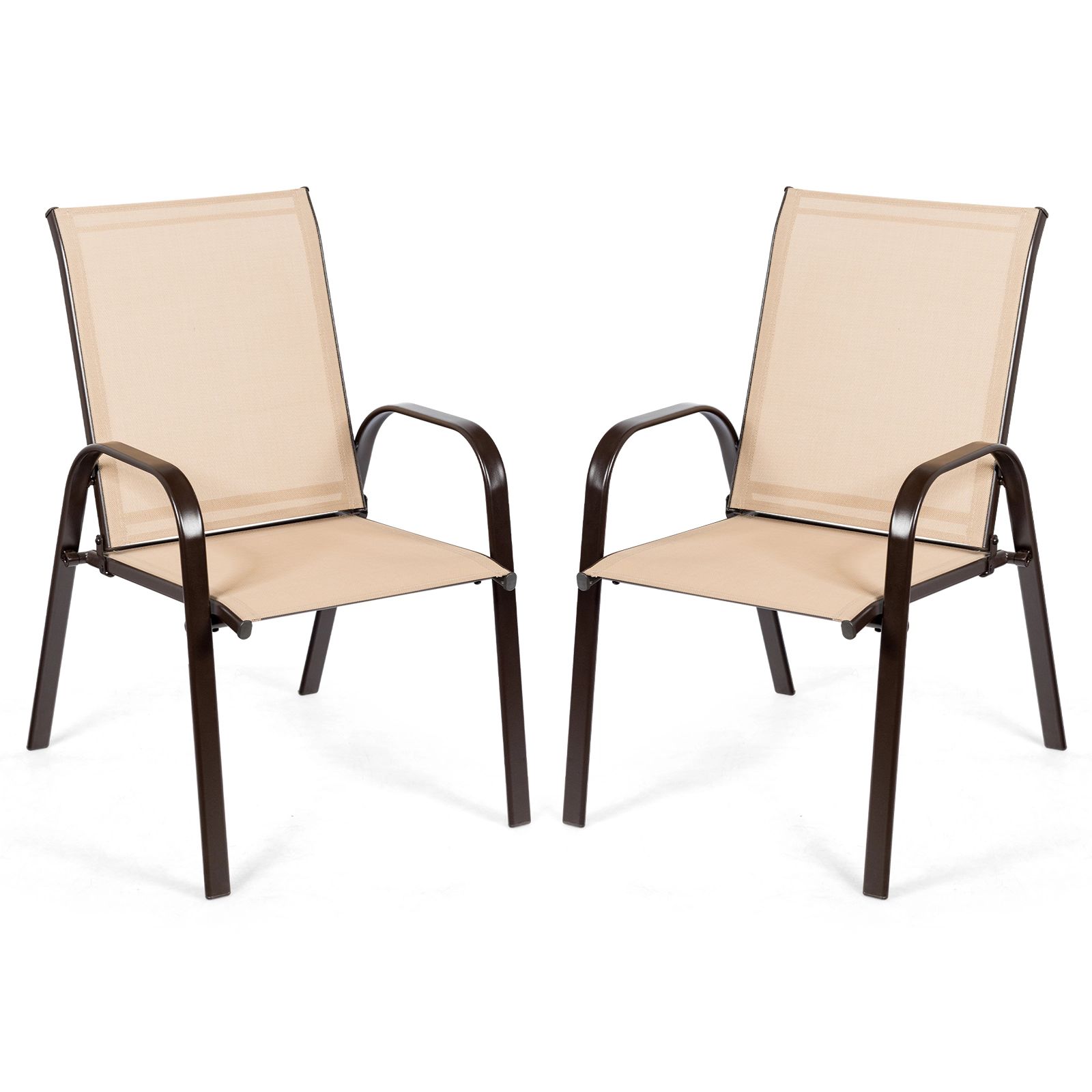 LJG 2 Pcs Patio Chairs Outdoor Dining Chair with Armrest