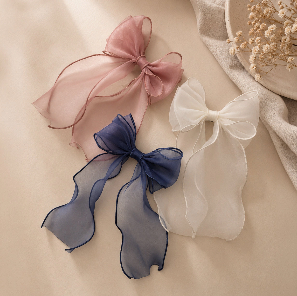 Puttisu Girls Organza Large Bow Clip Gift Set with Tin Case