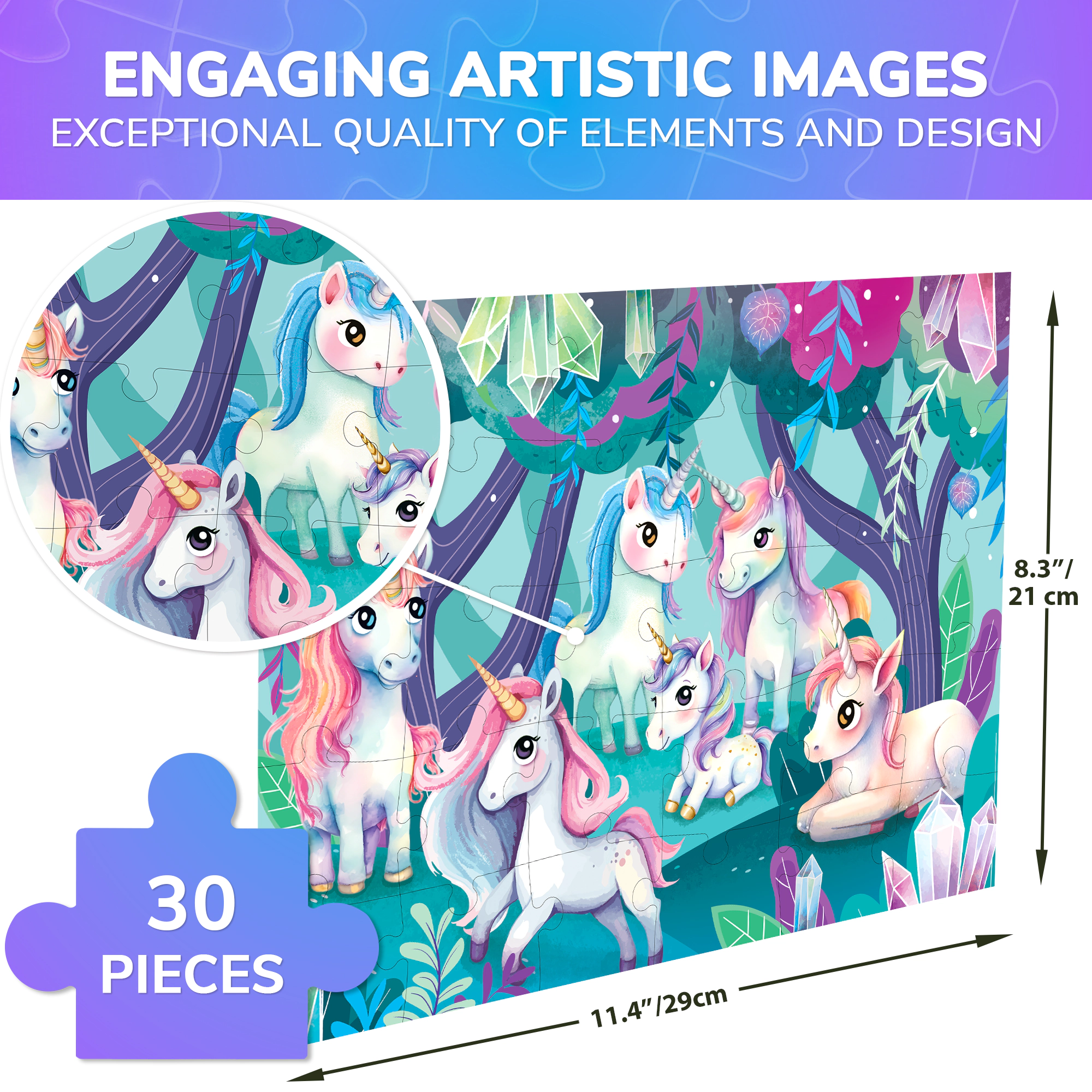 QUOKKA 30 Piece Jigsaw Puzzle for Kids, Educational Puzzles with Princess, Animals & Dinosaurs, Ages 2-6