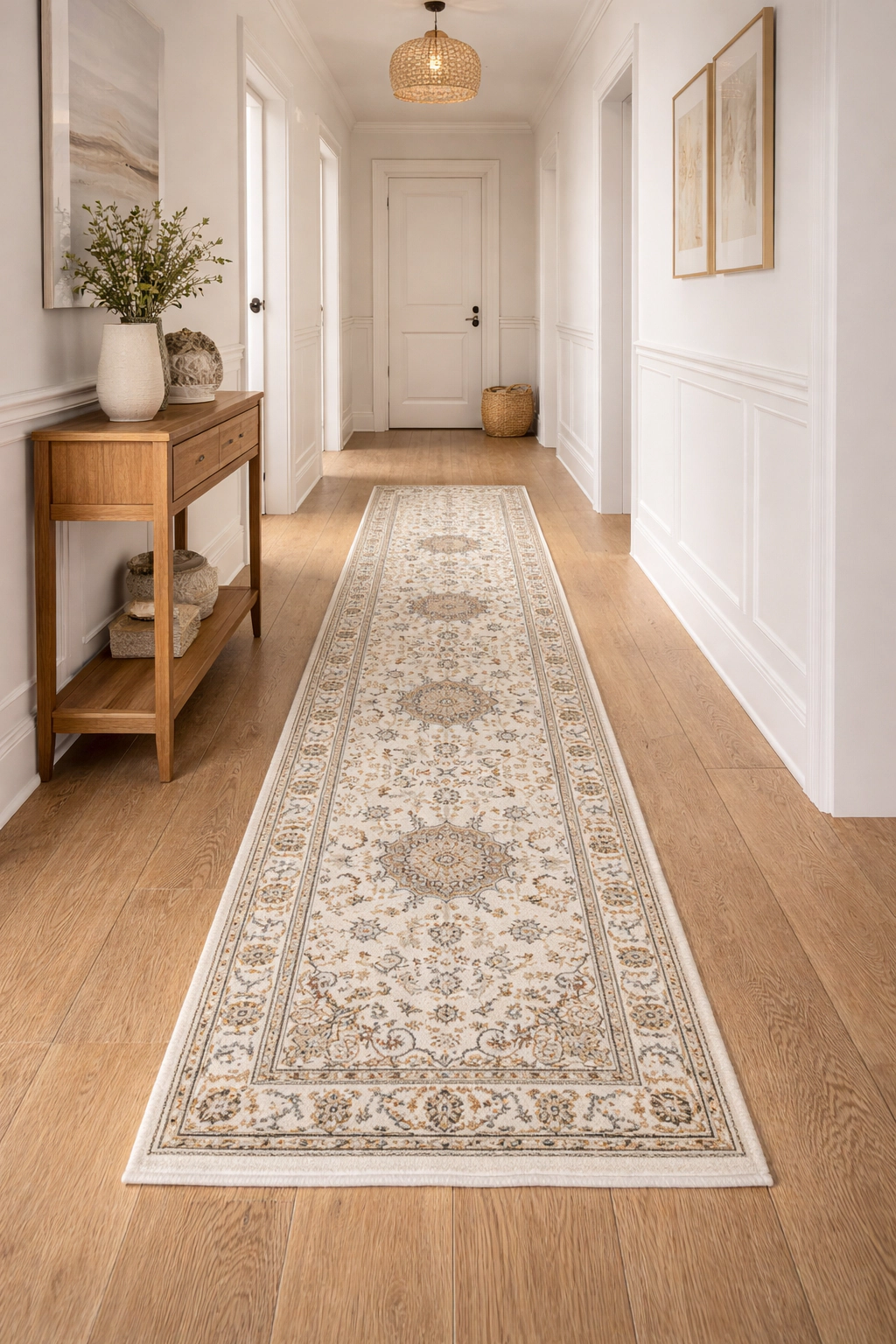 Magic Rugs 2'10 x 12'6 Hand Knotted Floral Indo-Nain Wool Runner Rug