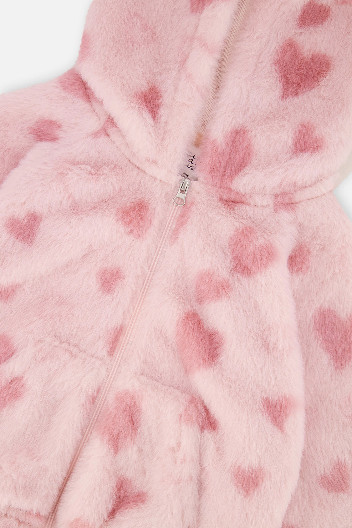 Deux par Girls Heart Jacquard Hooded Full Zip Faux Fur Jacket